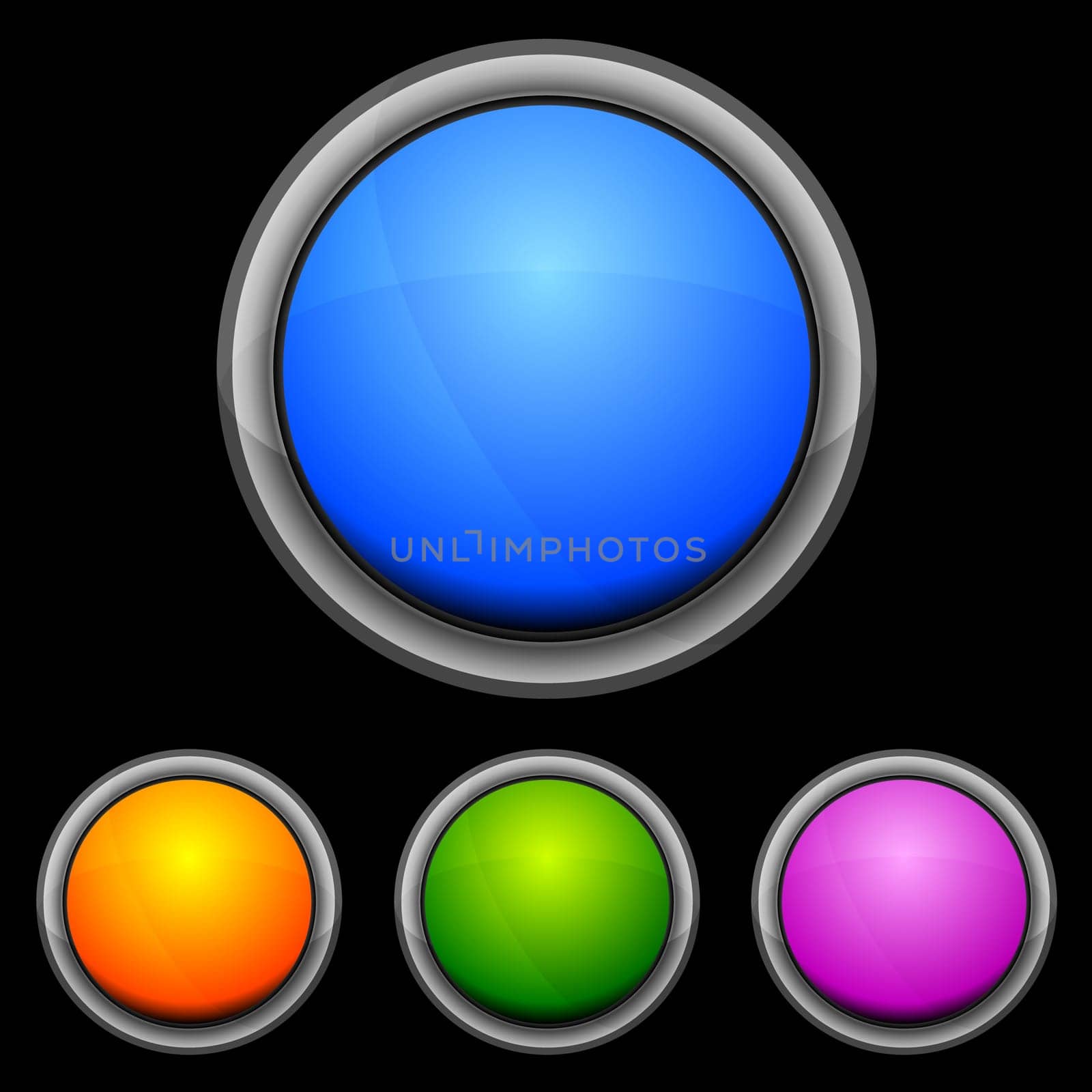 Set of glossy buttons in various colors