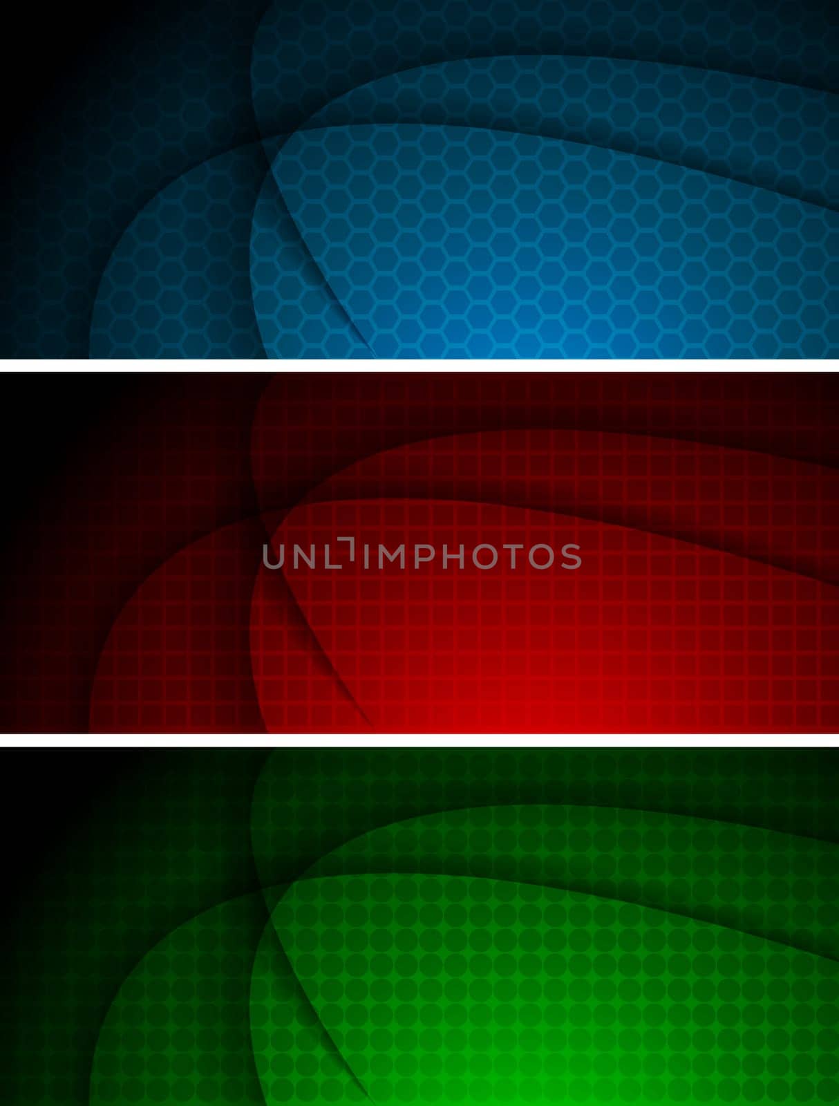 Set of beautiful banners with a different texture: hexagon, square and circle