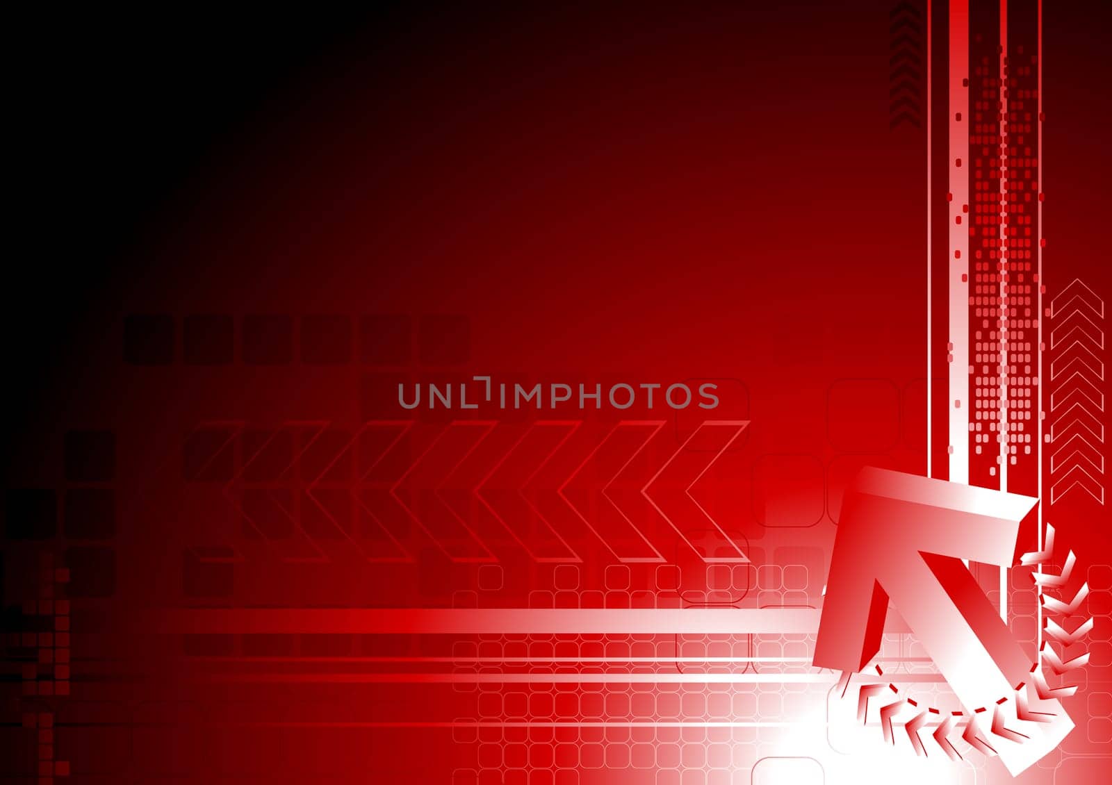Dark tech background with 3d arrow