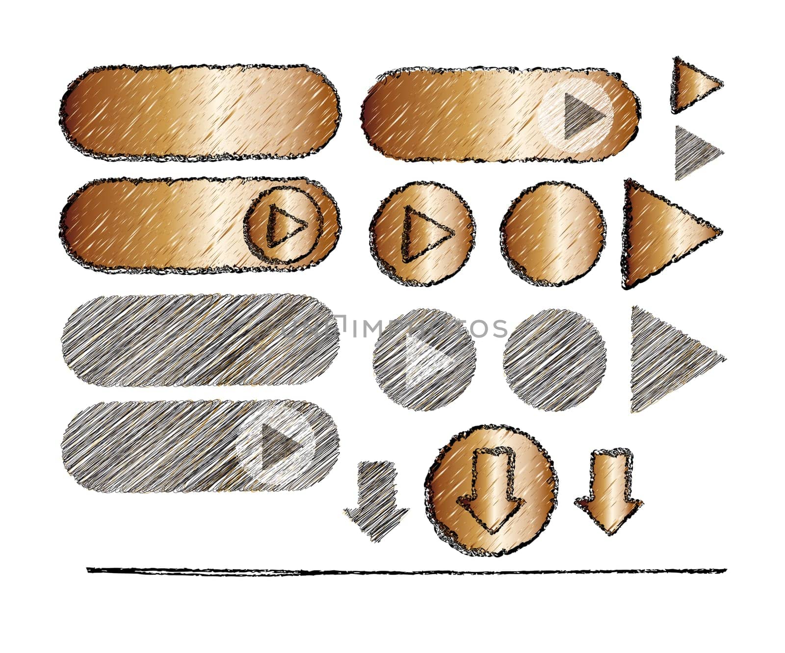 Set of the various buttons in grunge style