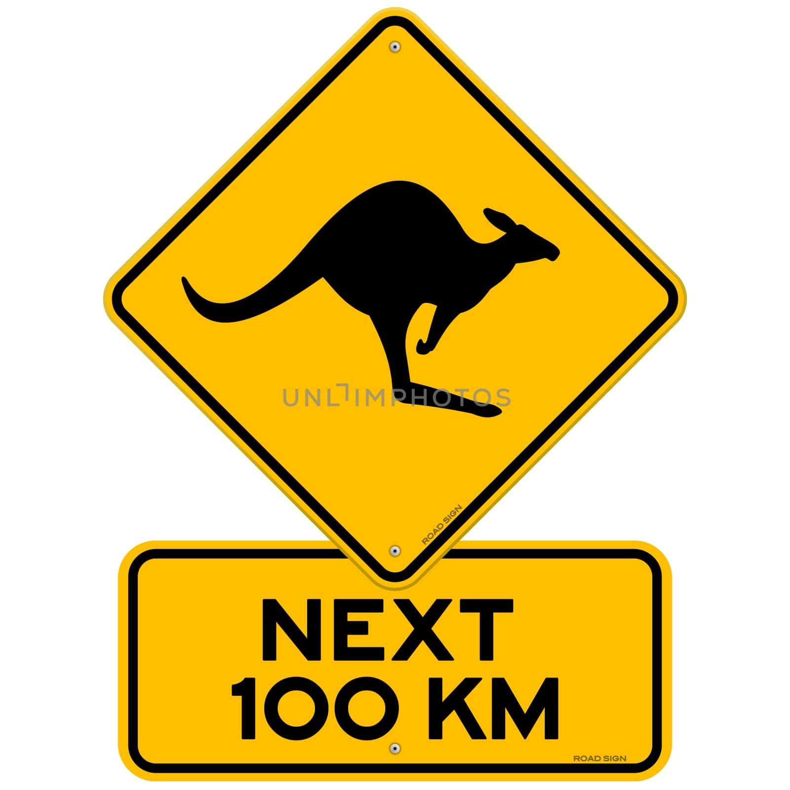 Next 100 kilometers a Kangaroo danger as a Clip Art
