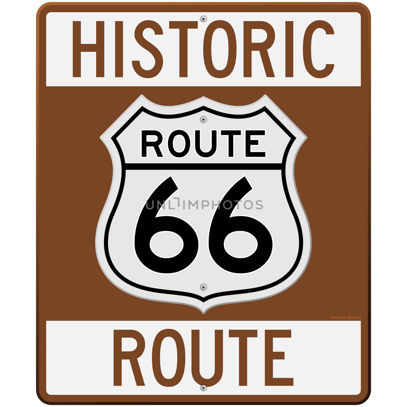 Brown Historic Route 66 Sign as Clip Art