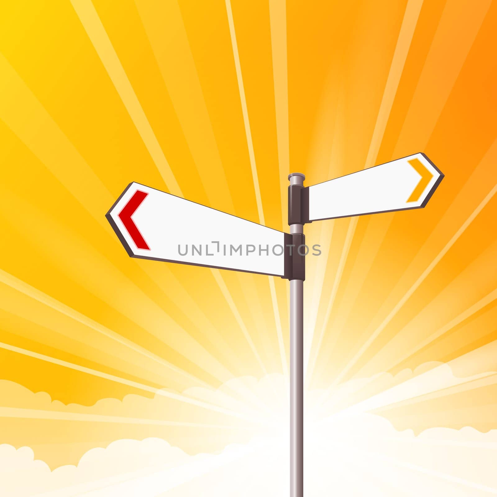 Two clear signs on yellow sunshine background