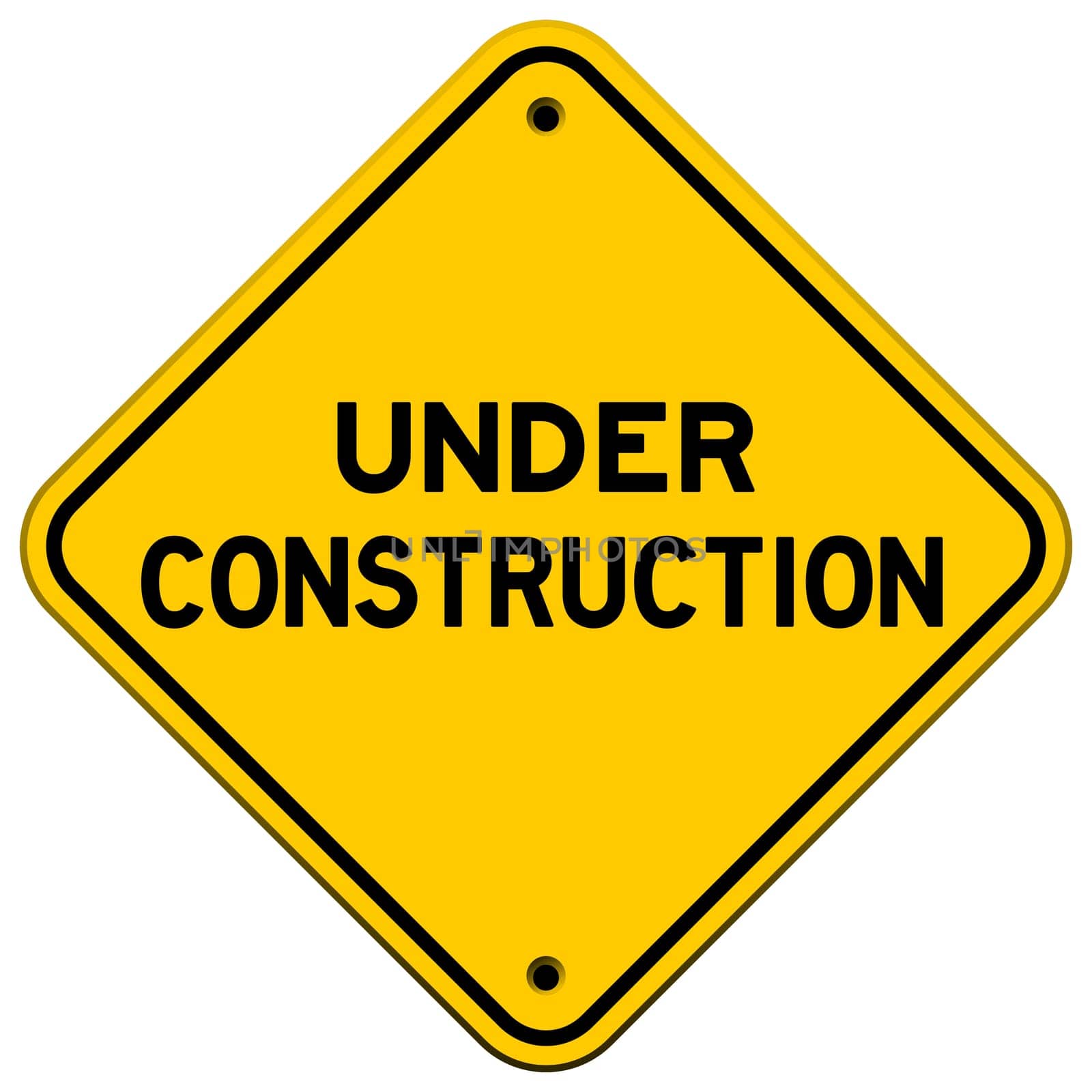Under Construction Yellow Sign used in transportation
