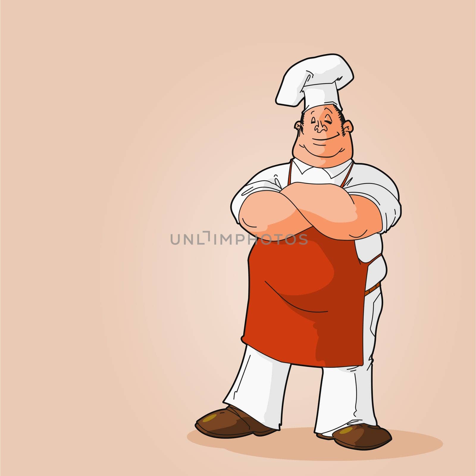 Cook on a brown background full of confidence