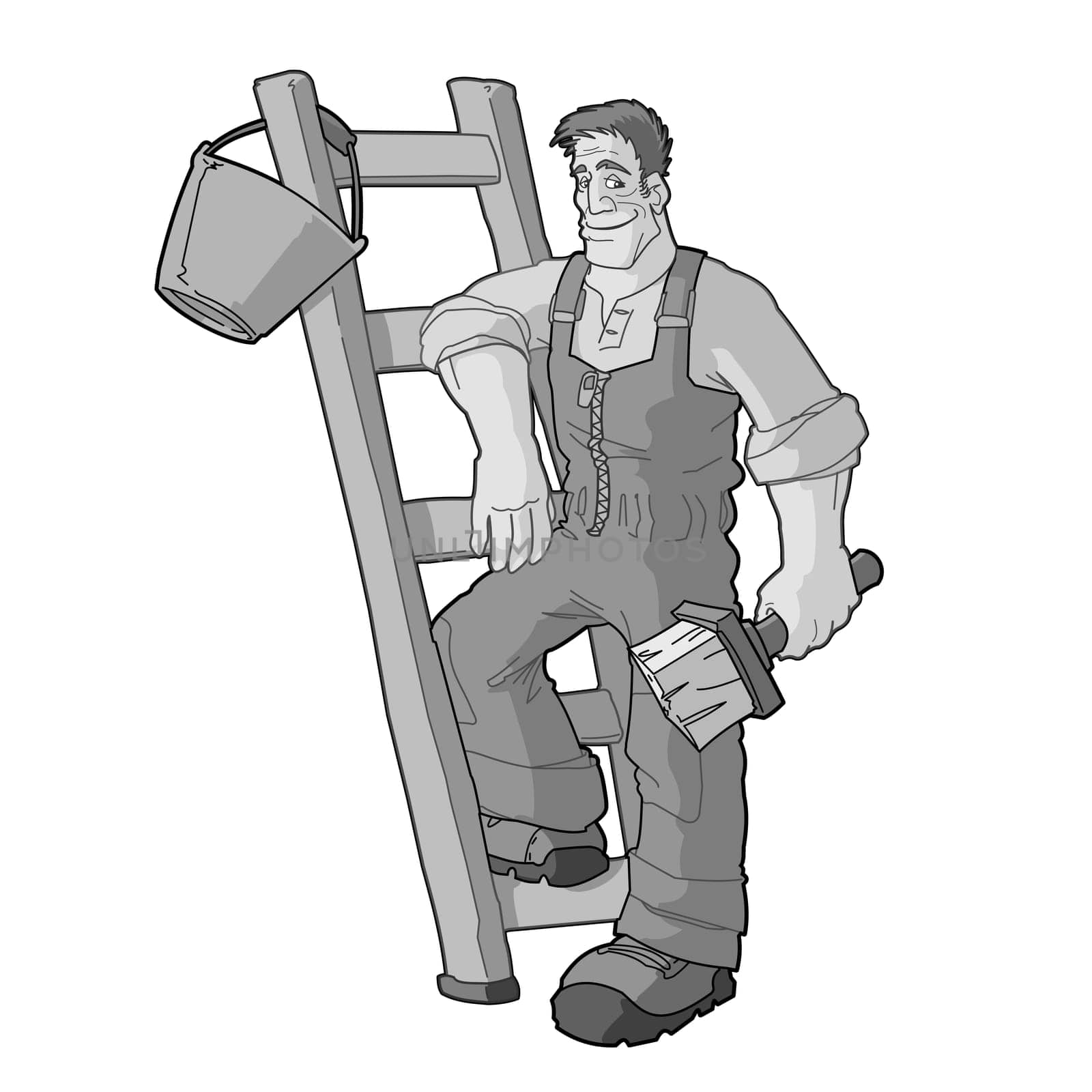 Handsome young worker in monochromatic vintage colors