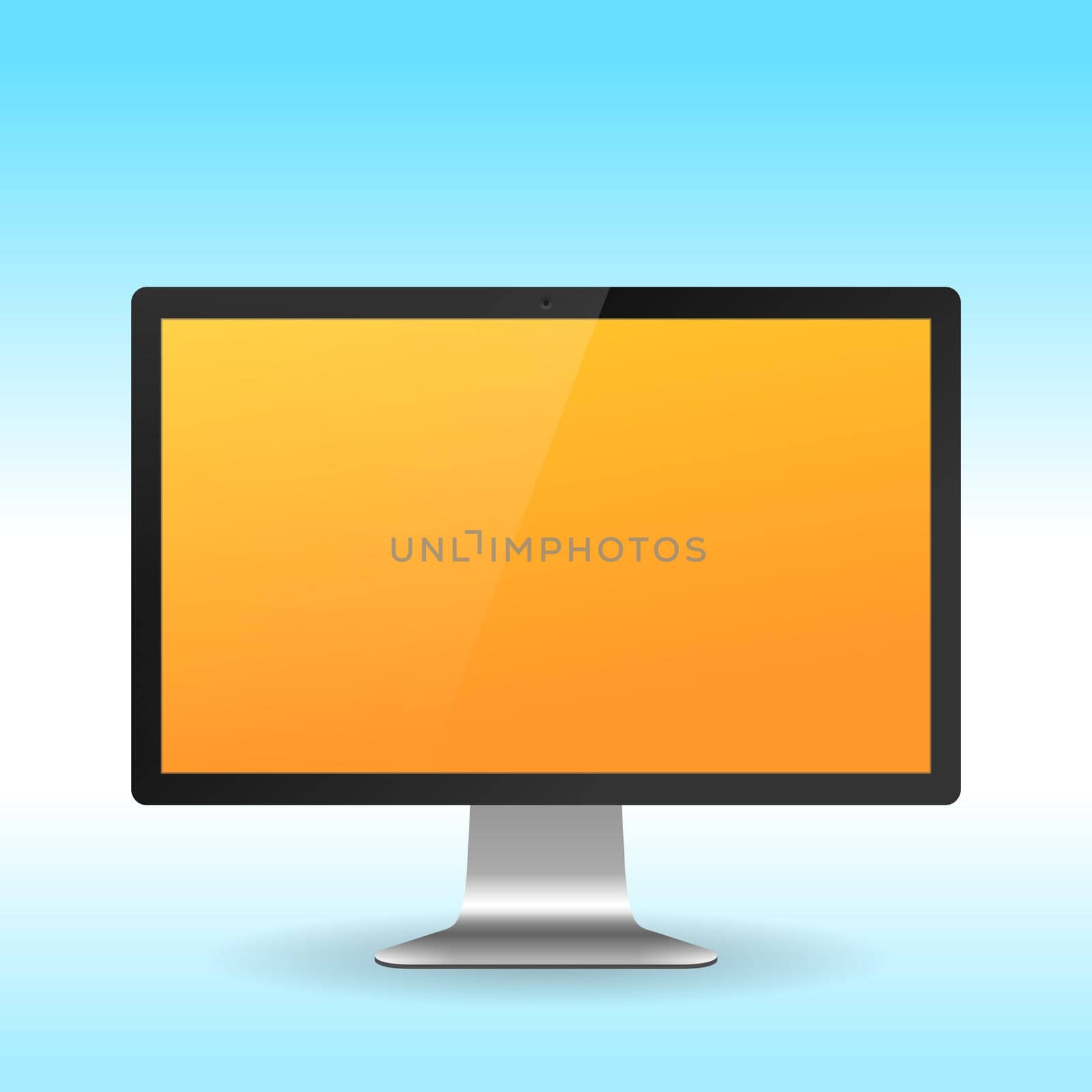 Colorful LCD monitor isolated on light blue background in vector format