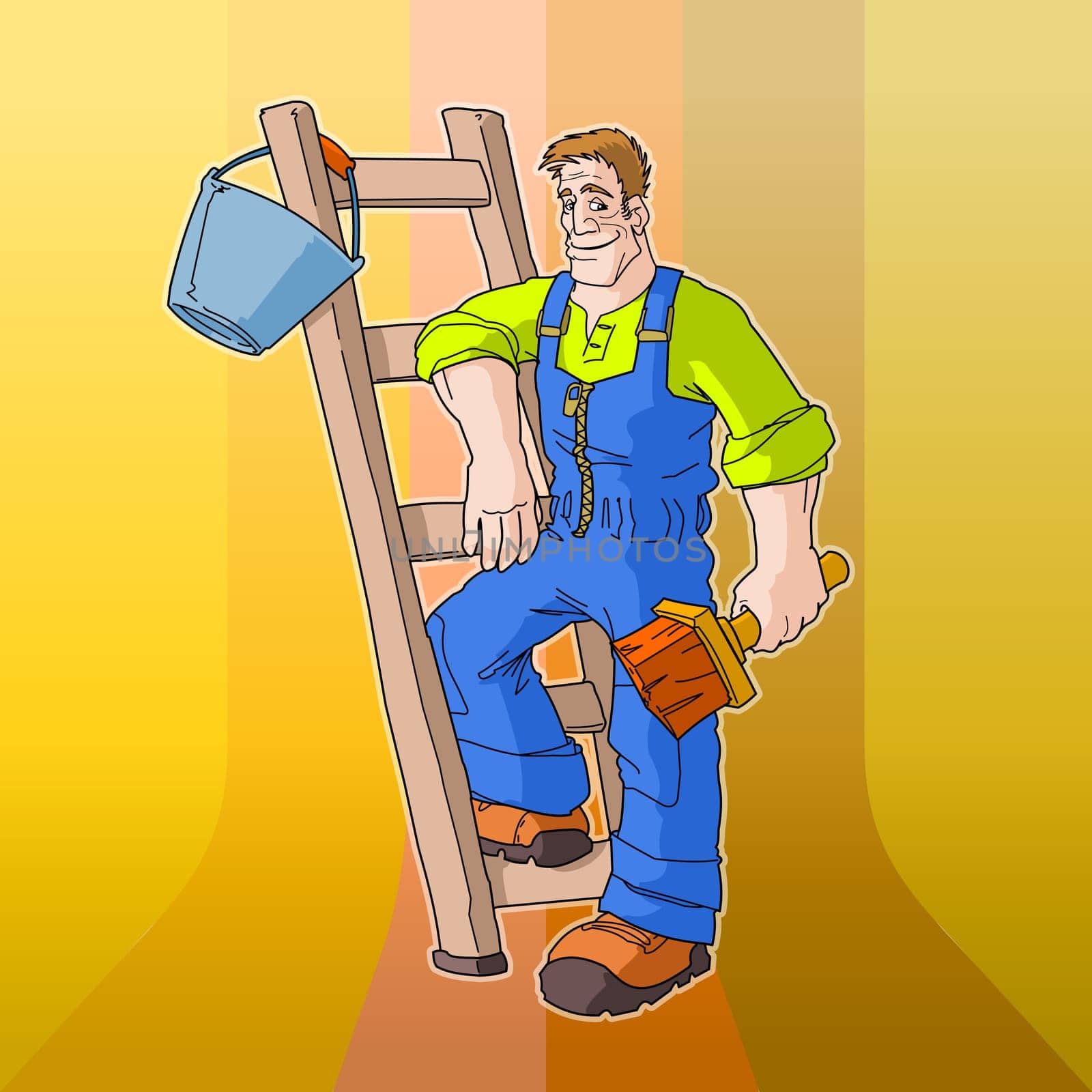 Painter having his equipment ready for actual painting