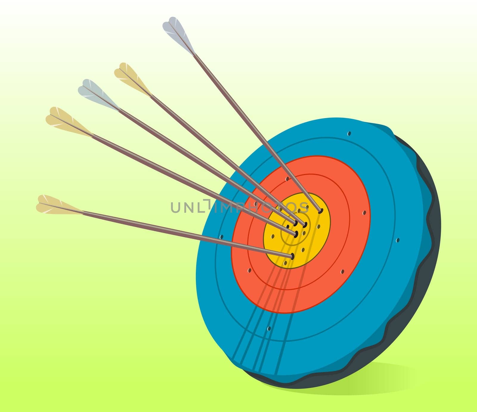 Illustration of historic target having arrows in the middle