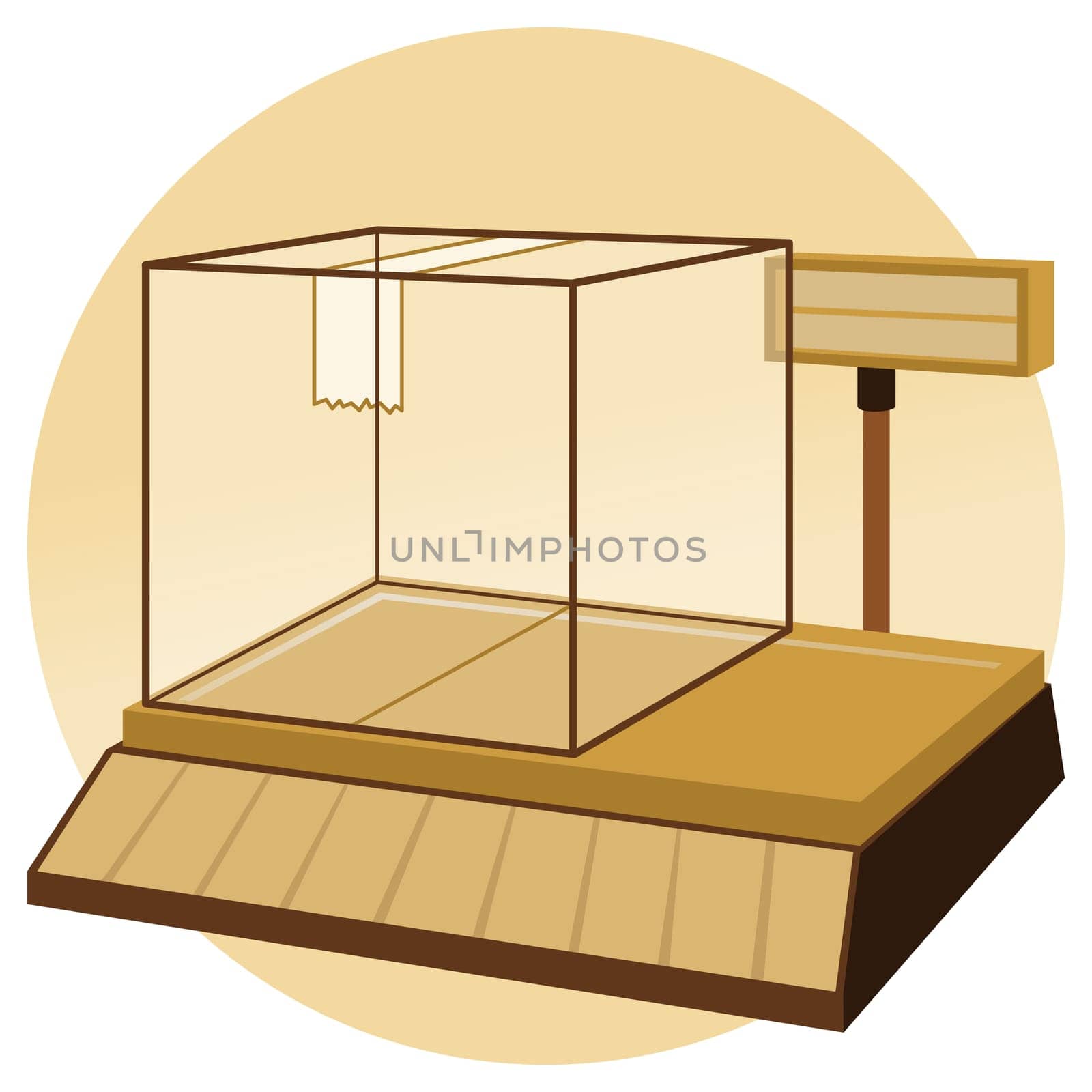 Illustration of electronic weighing machine in brown colors