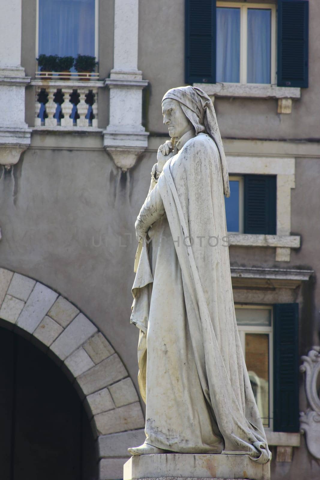 Monument to Dante Alighieri (1265 - 1321) in Piazza dei Signori in Verona,Italy