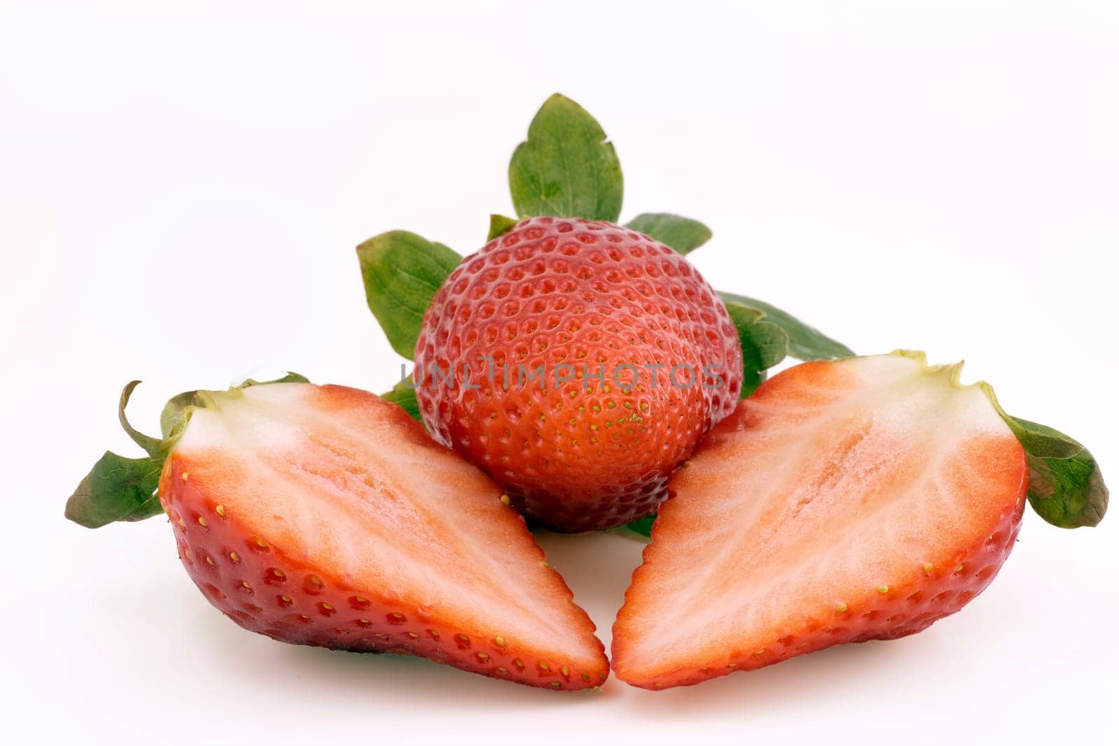 Organic garden strawberry on white background