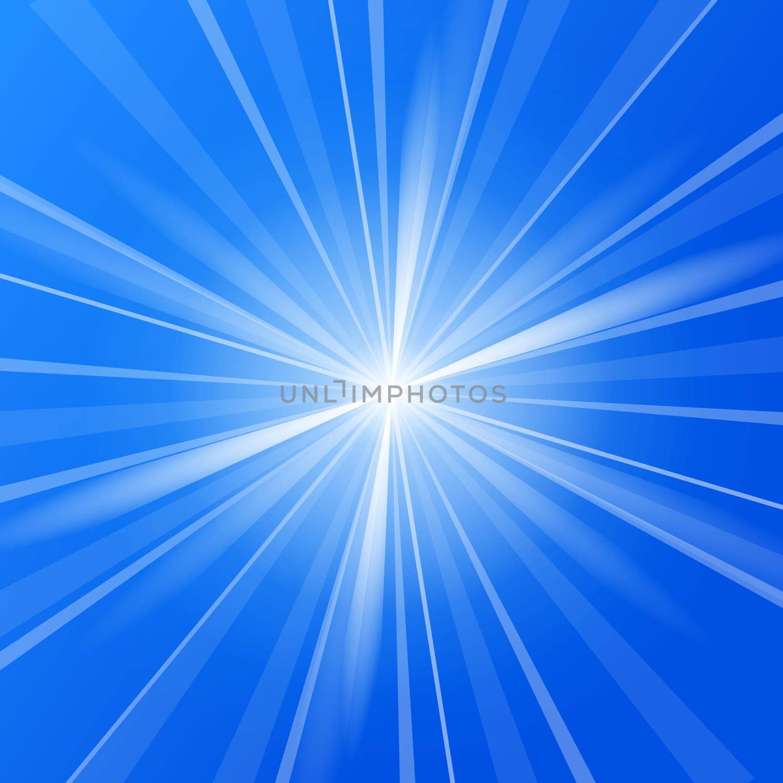 Bright Sunlight Rays in the center of blue background