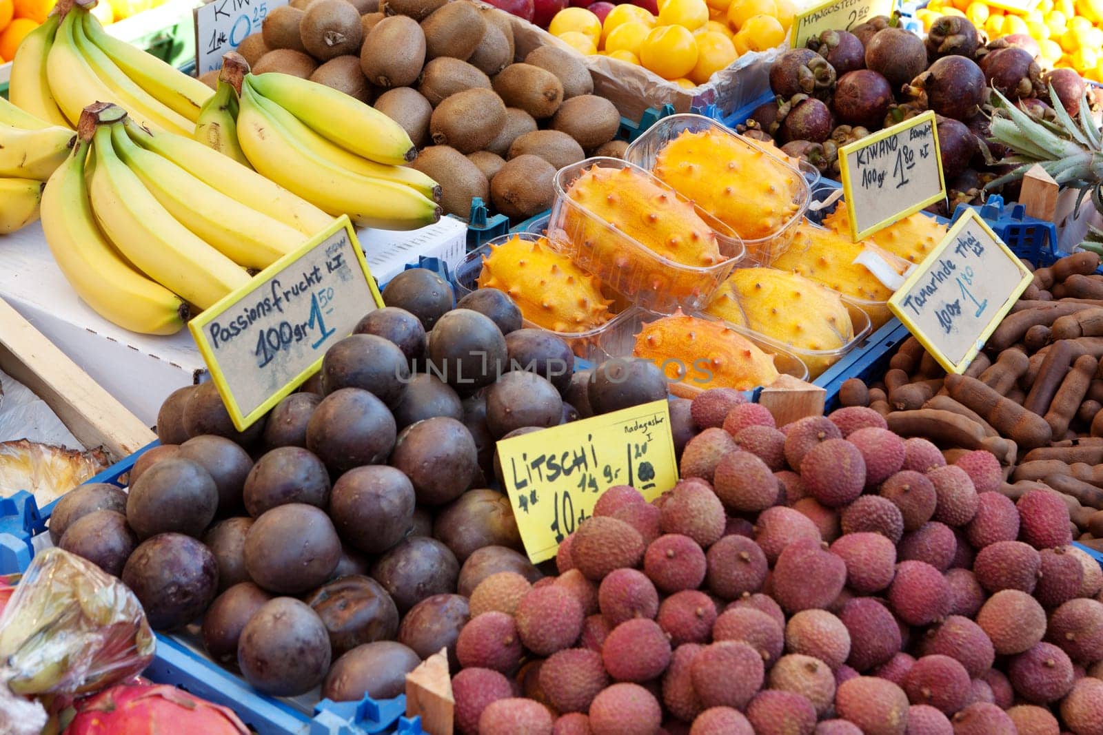 Market,stall with fresh fruit,vitamin-rich food from the farmer