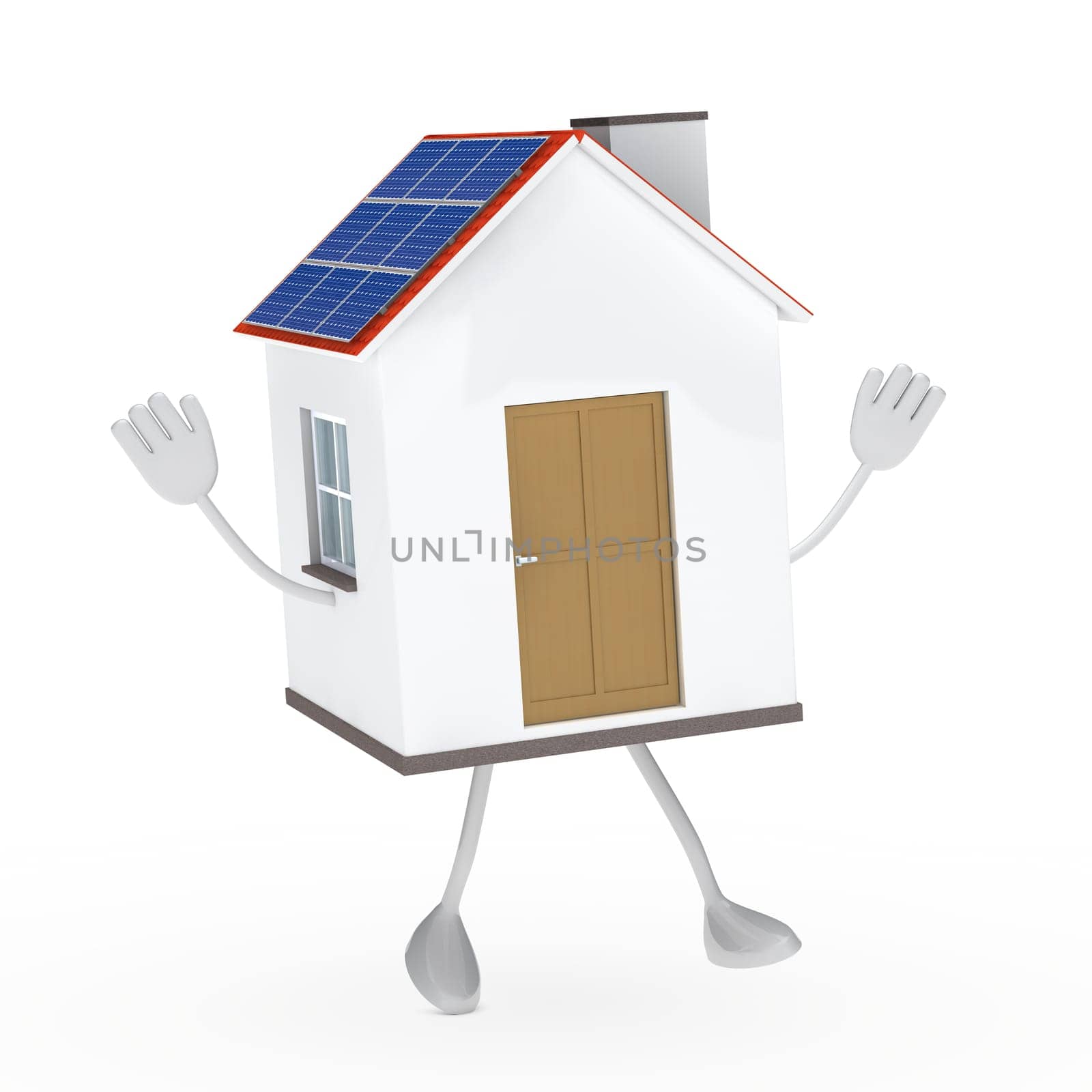 solar house figure jump and wave hands