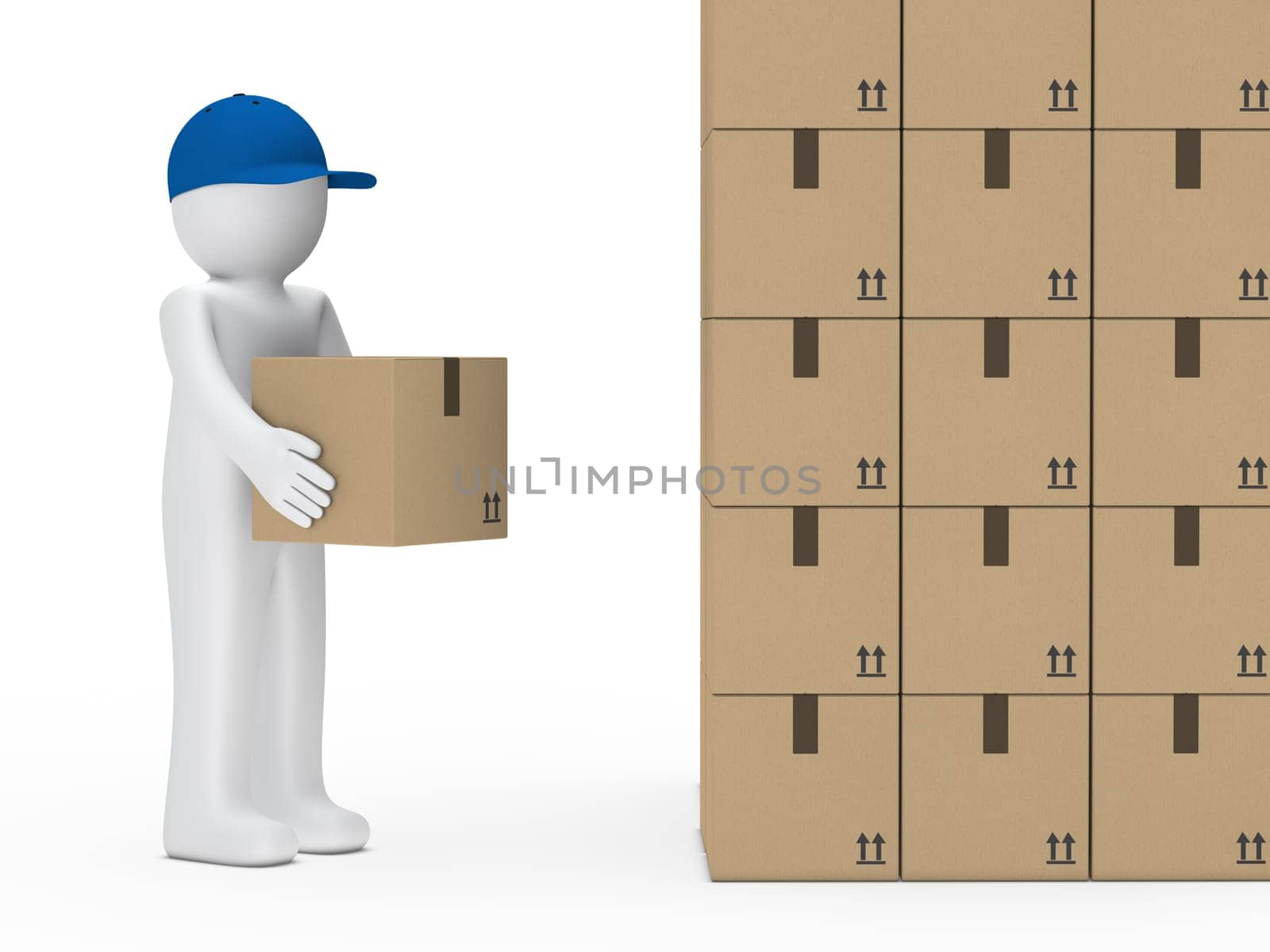 little man with blue cap hold package