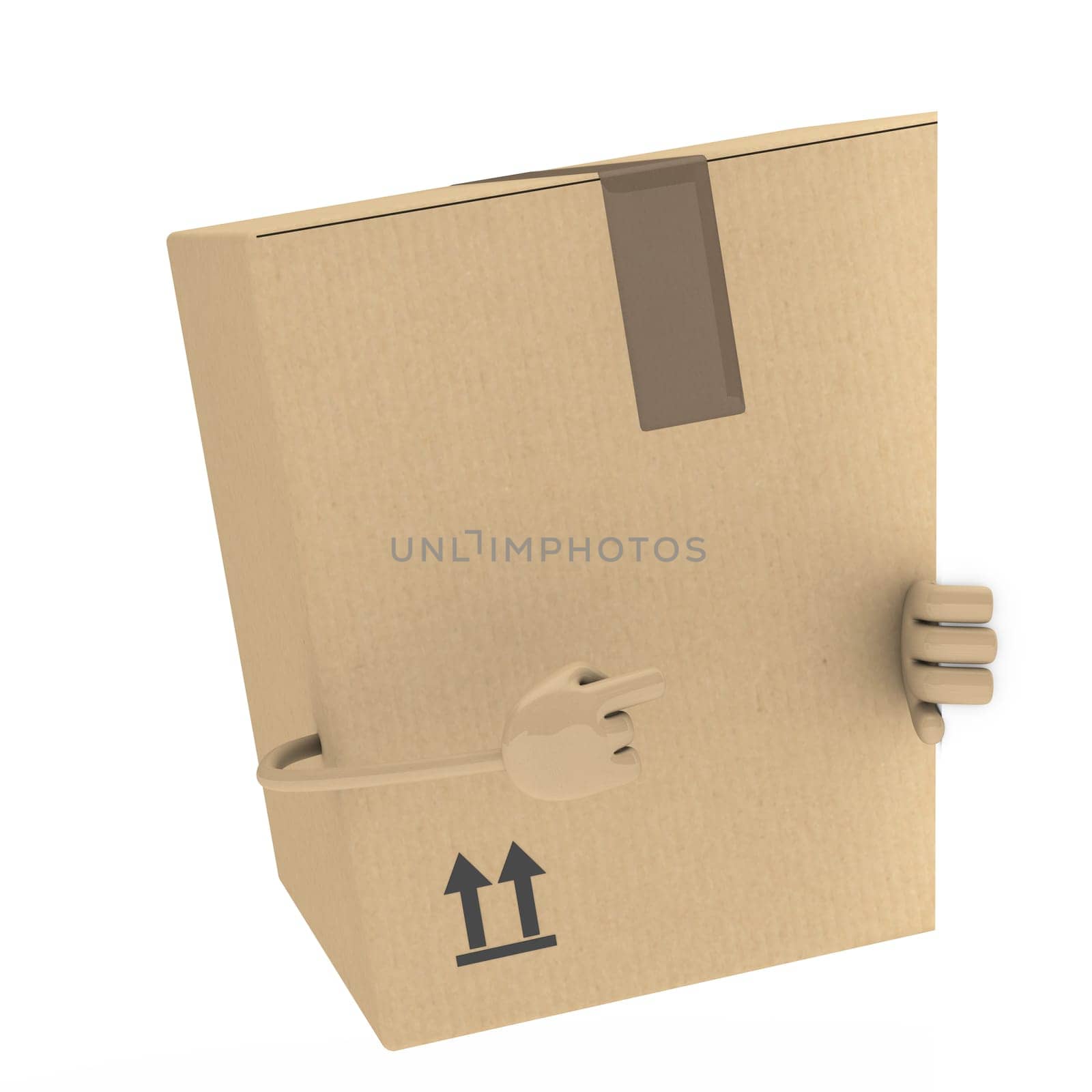 package figur shows with finger behind wall