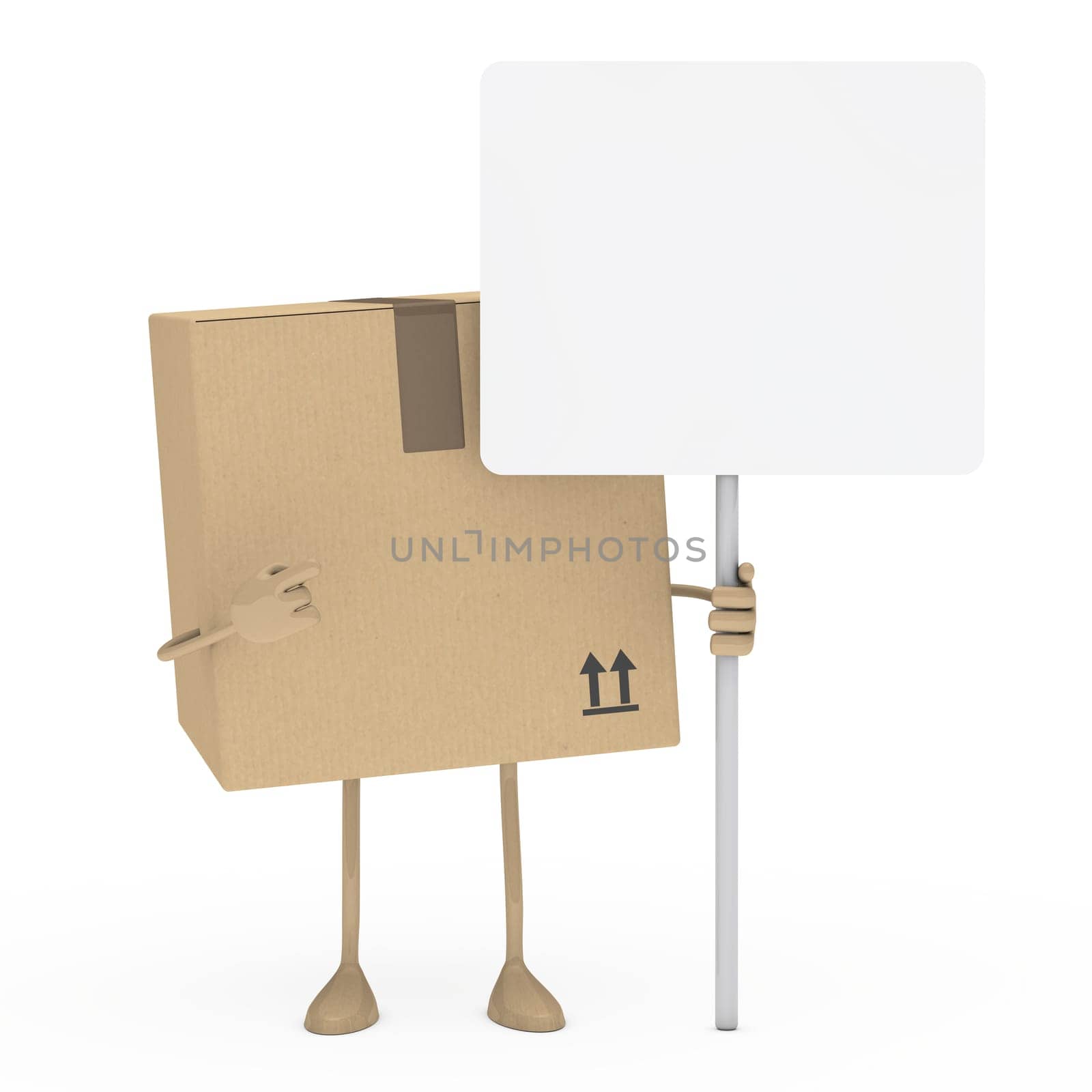 package figur shows finger on white billboard
