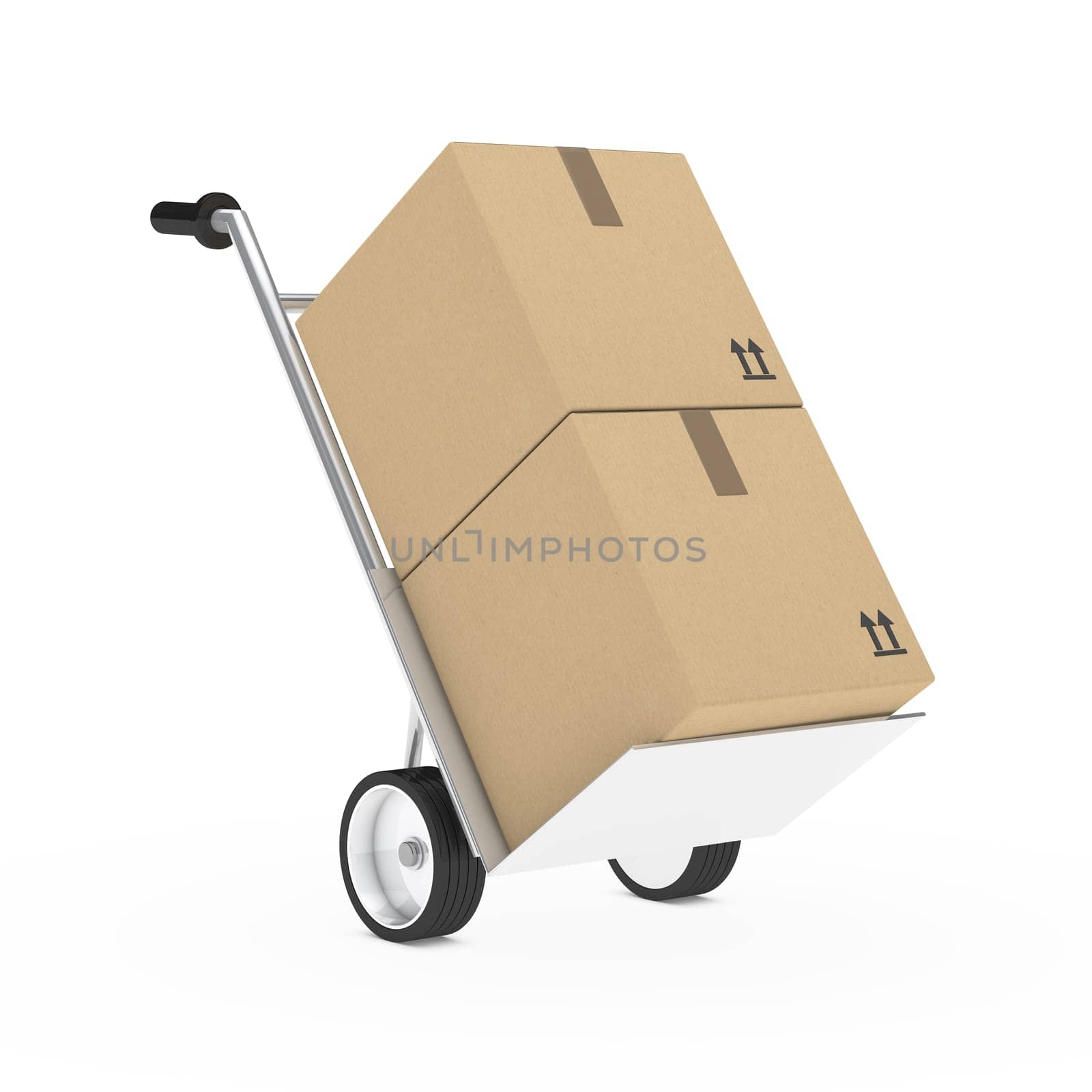 hand truck with package on withe background