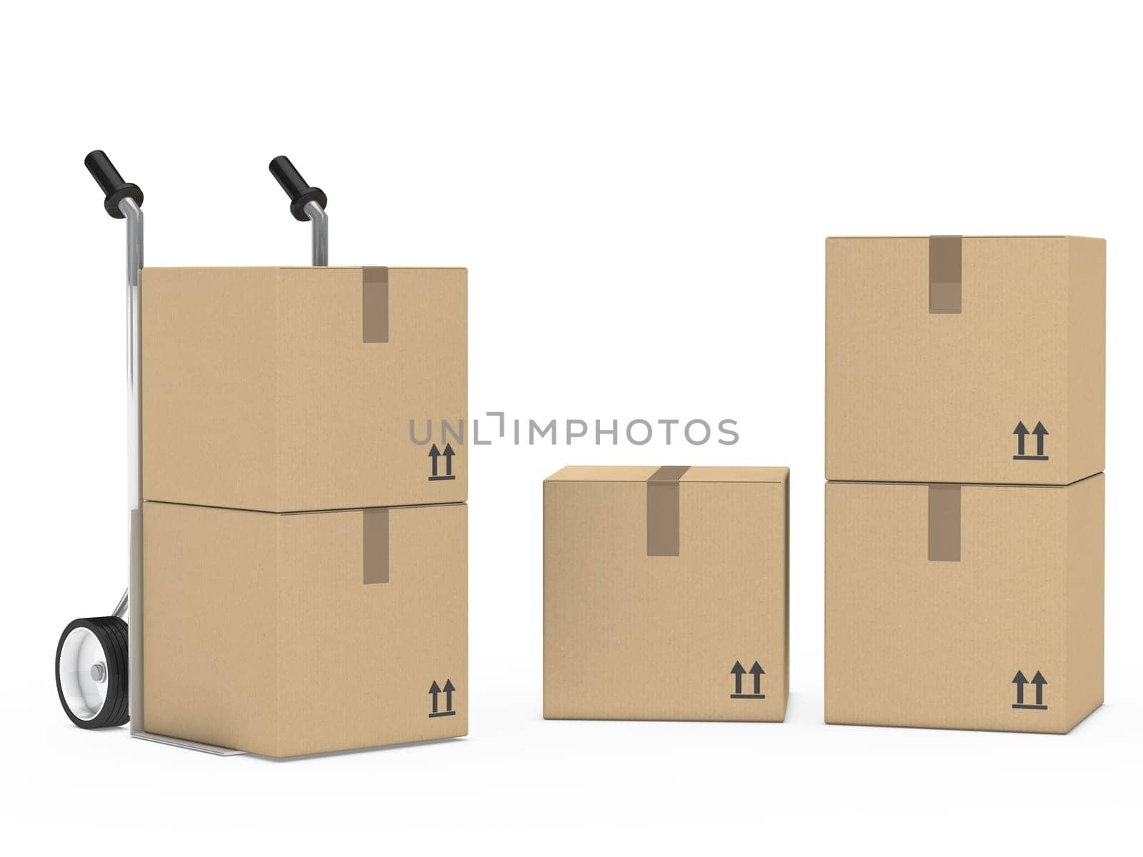 package hand truck stand on white background