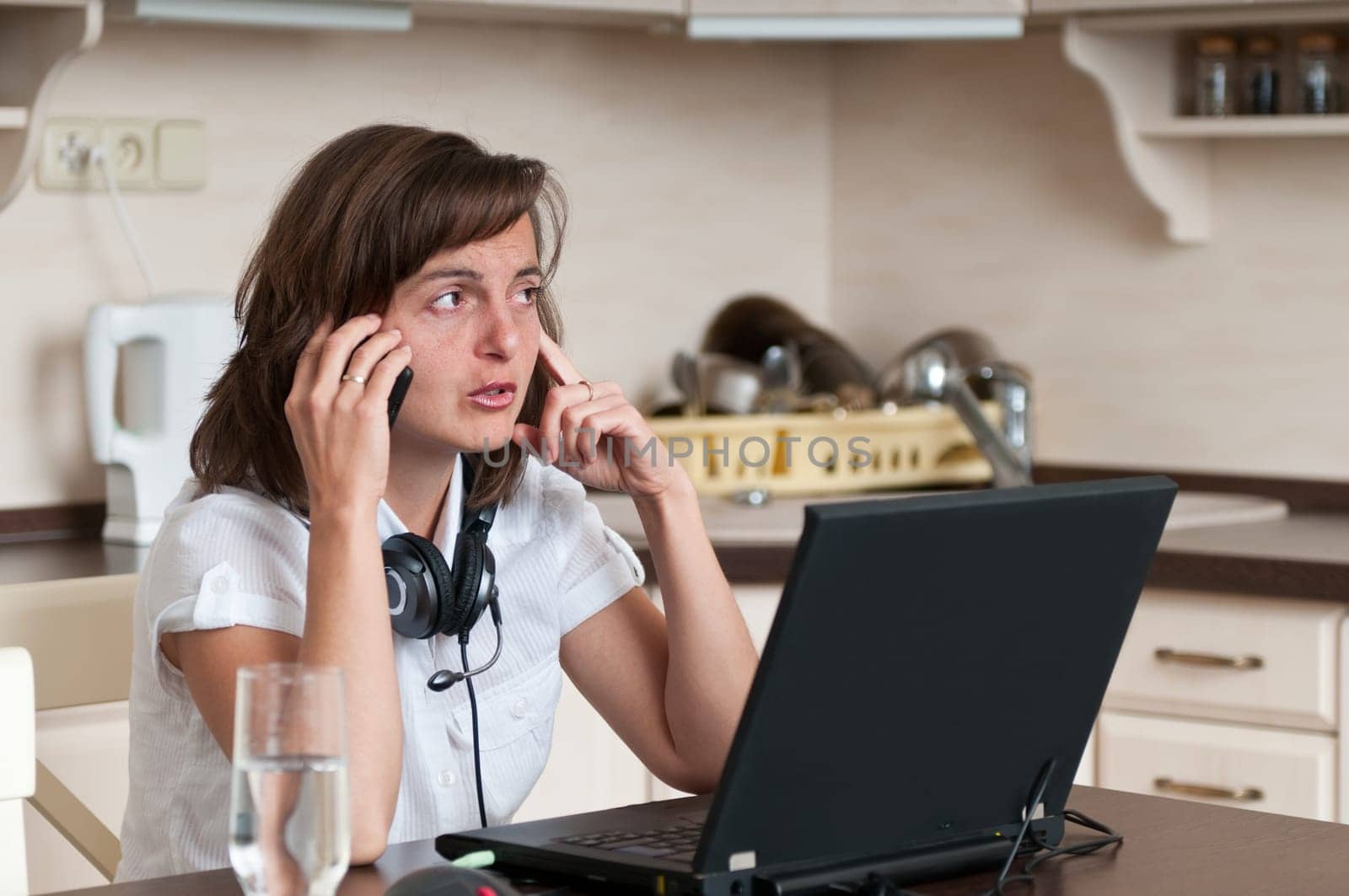On the phone - work from home
