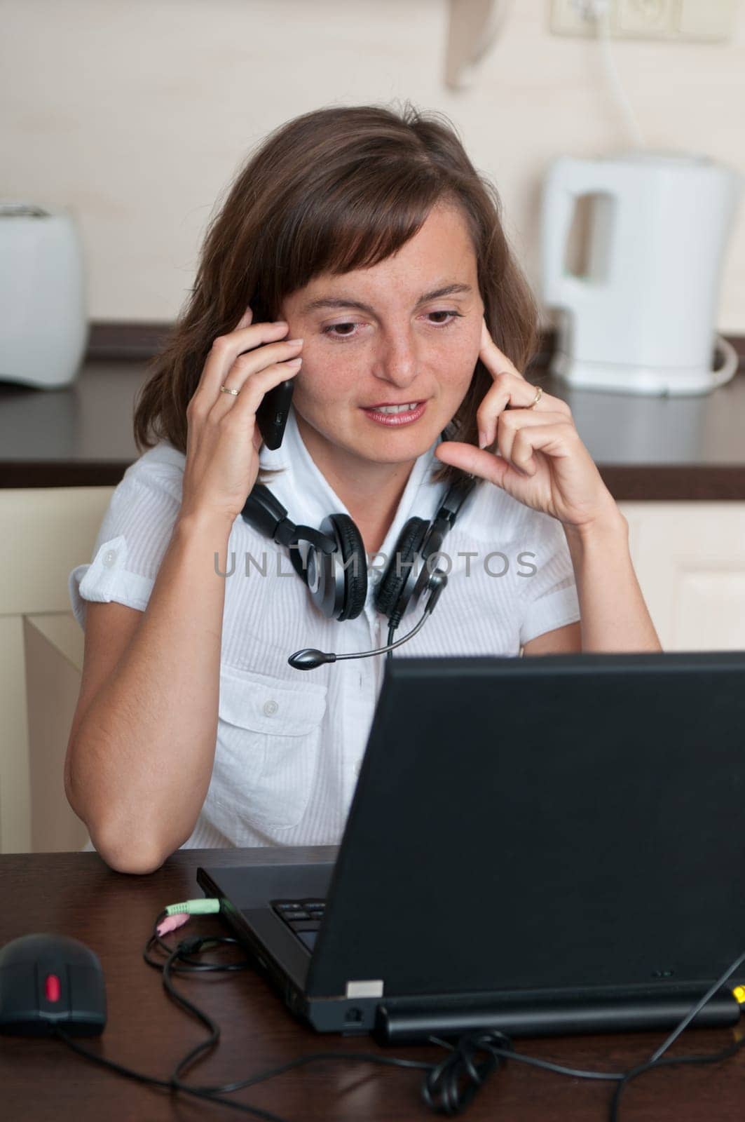 On the phone - work from home