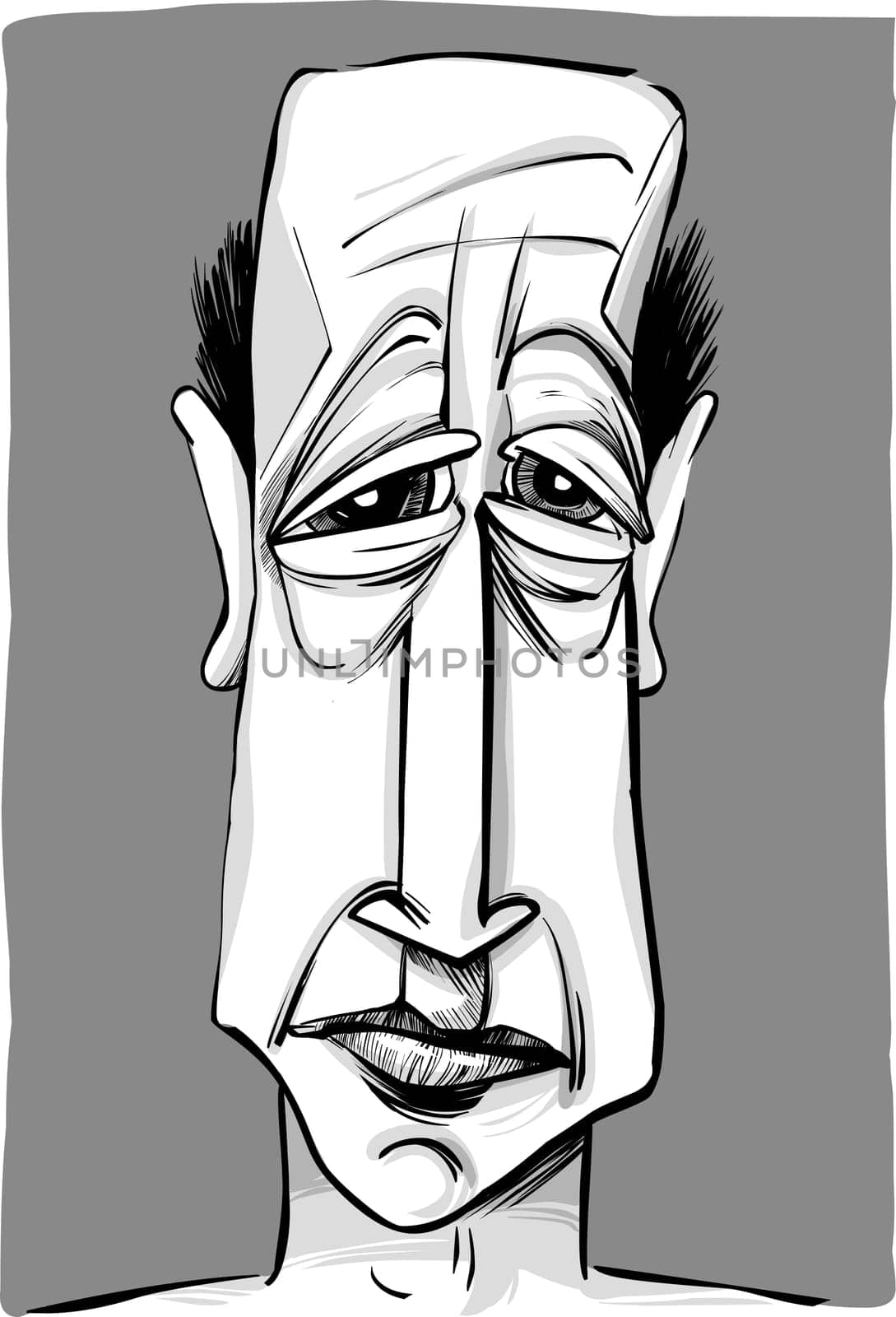 sketch caricature illustration of old bald man
