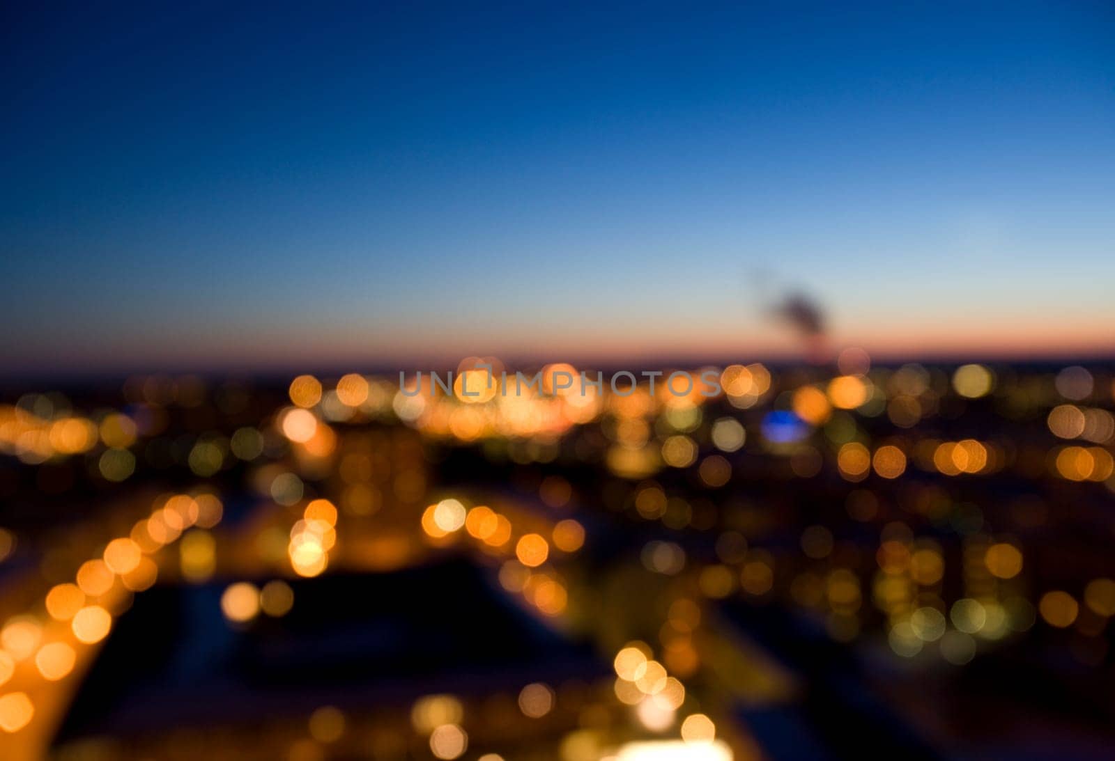 Cityscape with lights out of focus