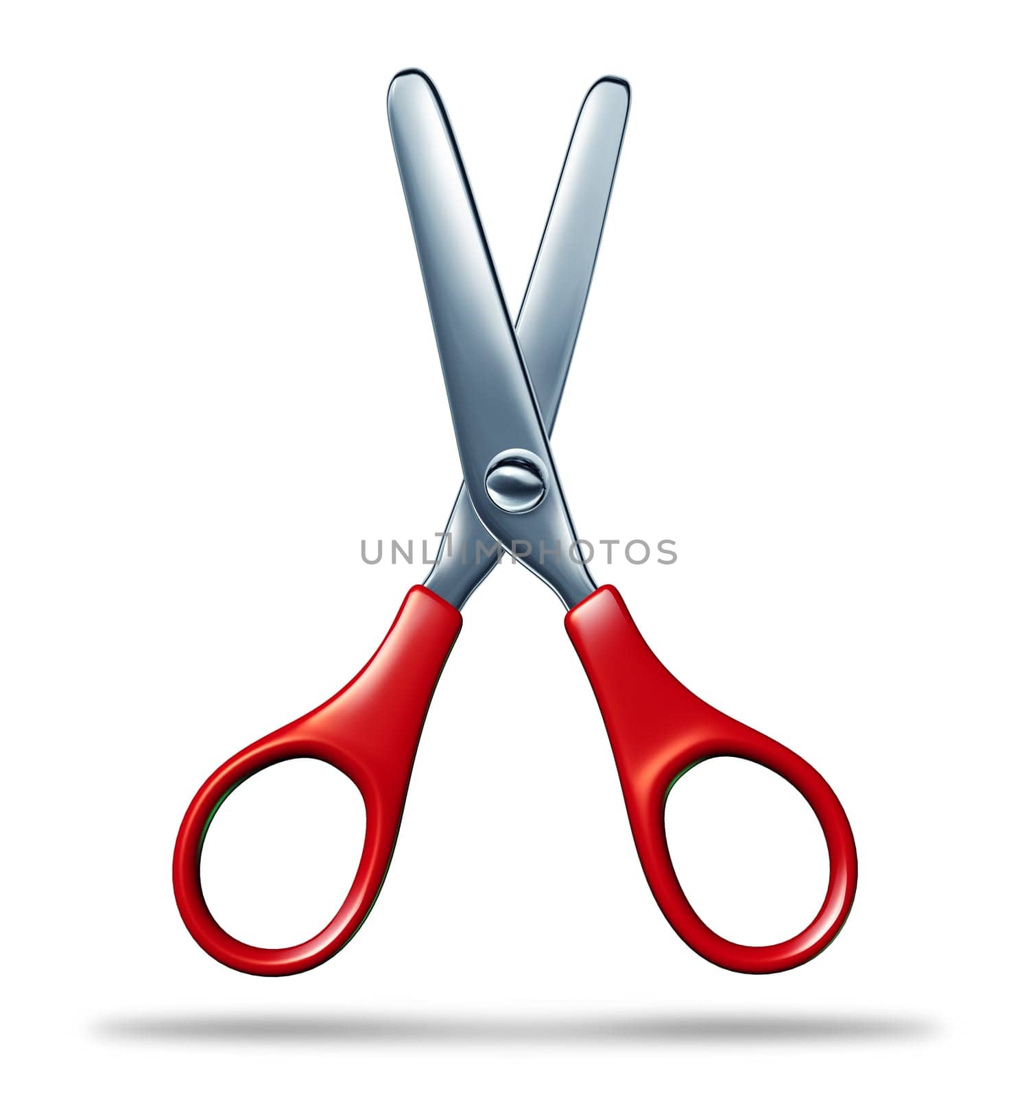 Children school scissors representing education with arts and crafts for classes and students with creative and fine motor skill learning challenges in regards to cut and paste paper and contruction cardboard.