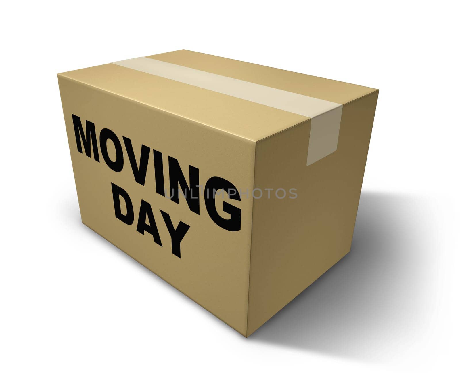 Moving day box representing movers and packaging for a move from one home to another