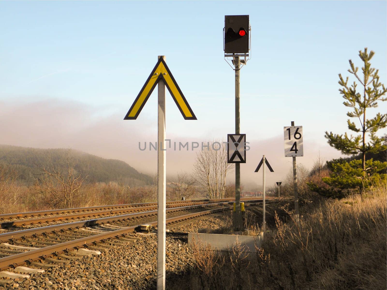Photo by an evacuation signalling system of the railway, which is red.