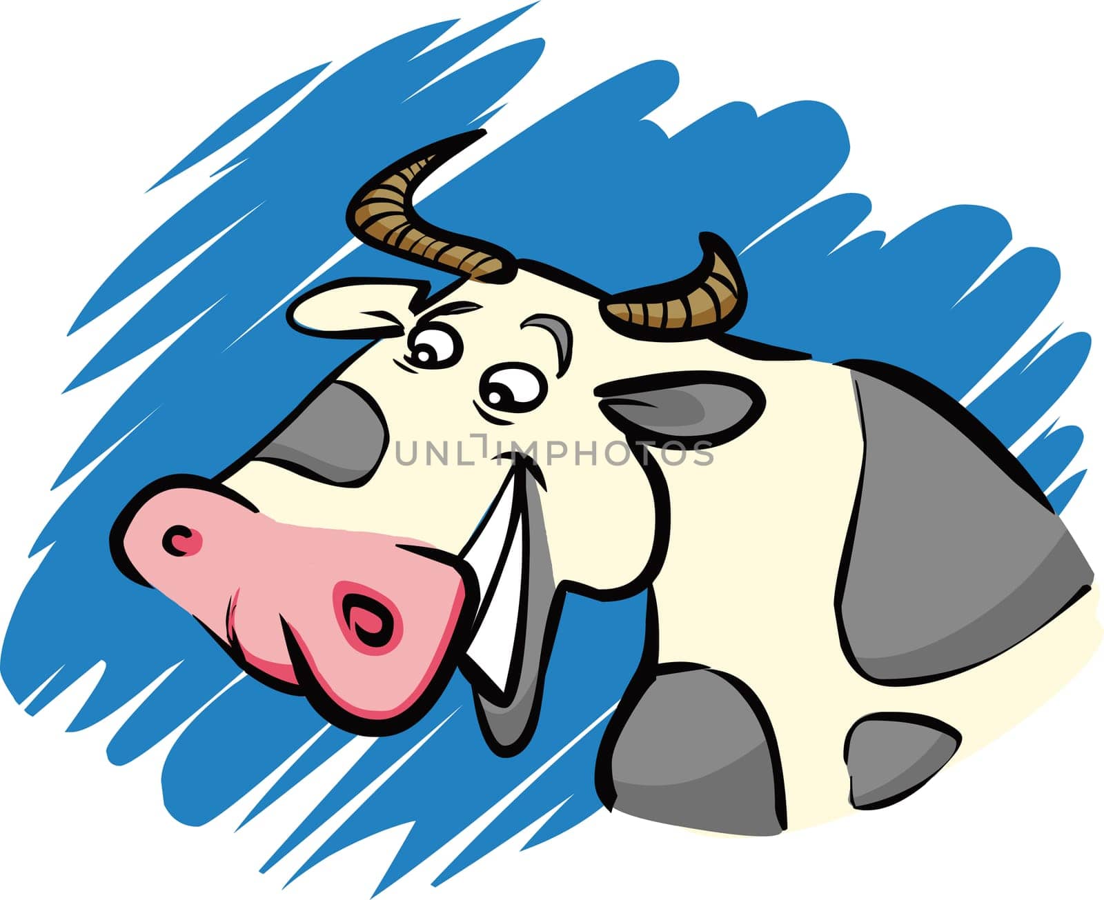 cartoon humorous illustration of funny farm cow