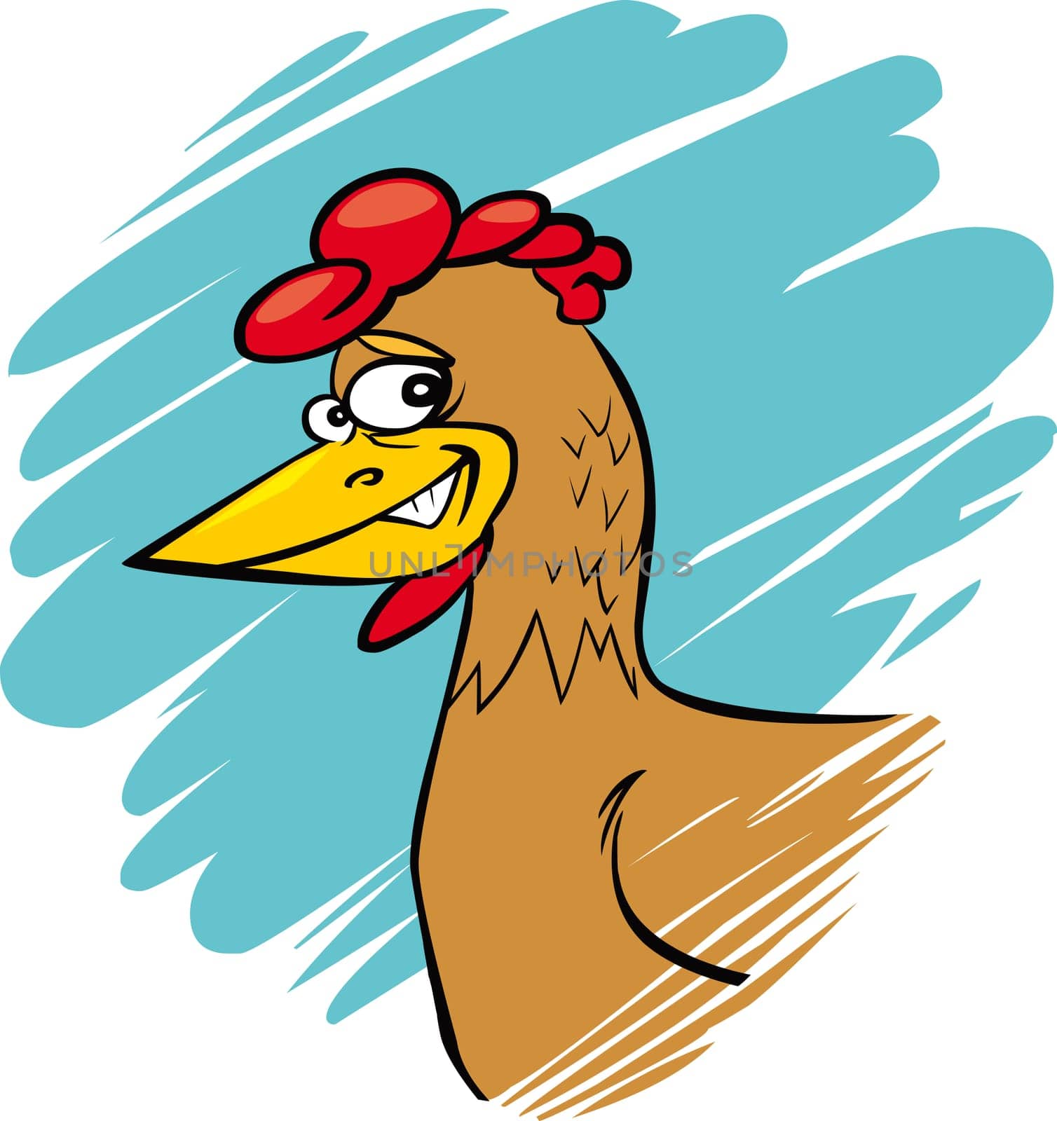 cartoon humorous illustration of funny farm hen