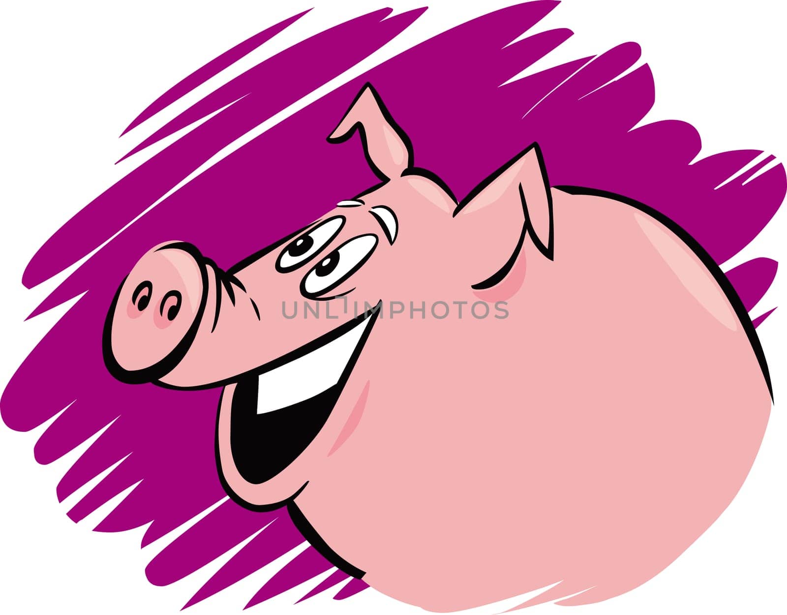cartoon humorous illustration of funny farm pig