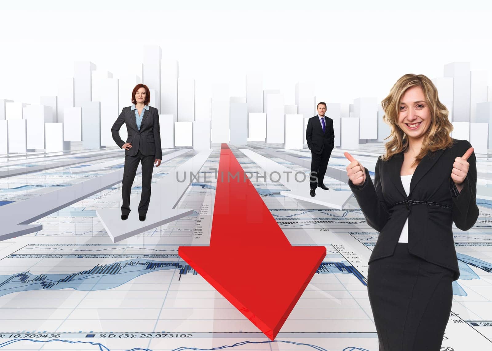 team and financial 3d background