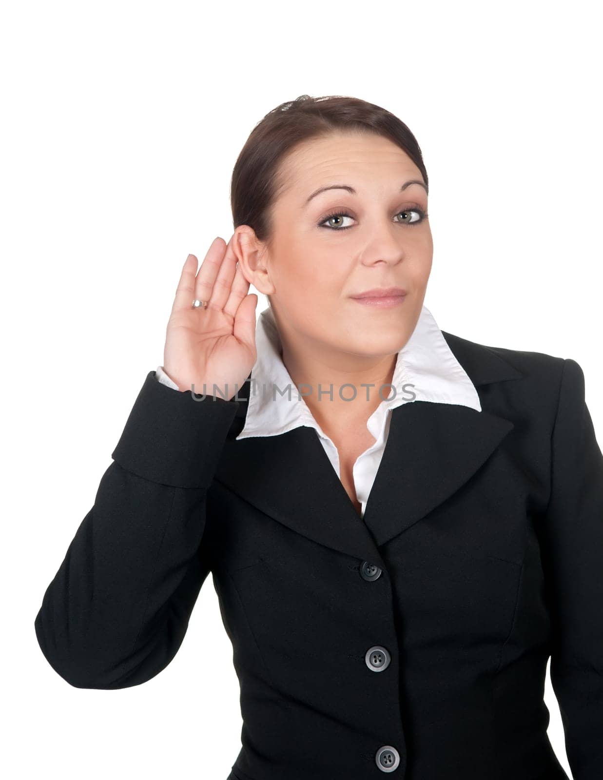 Businesswoman listens