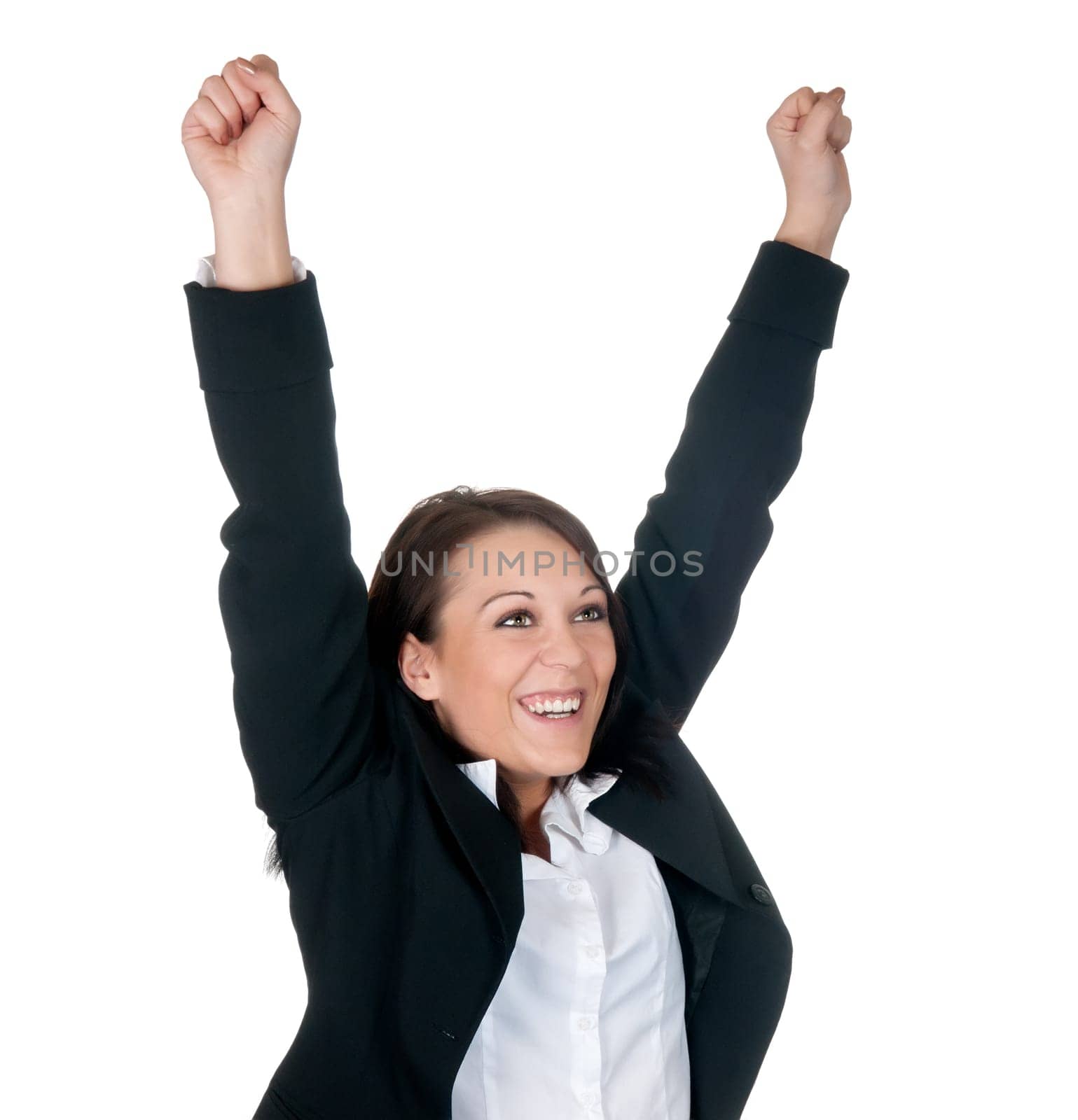 Businesswoman cheers