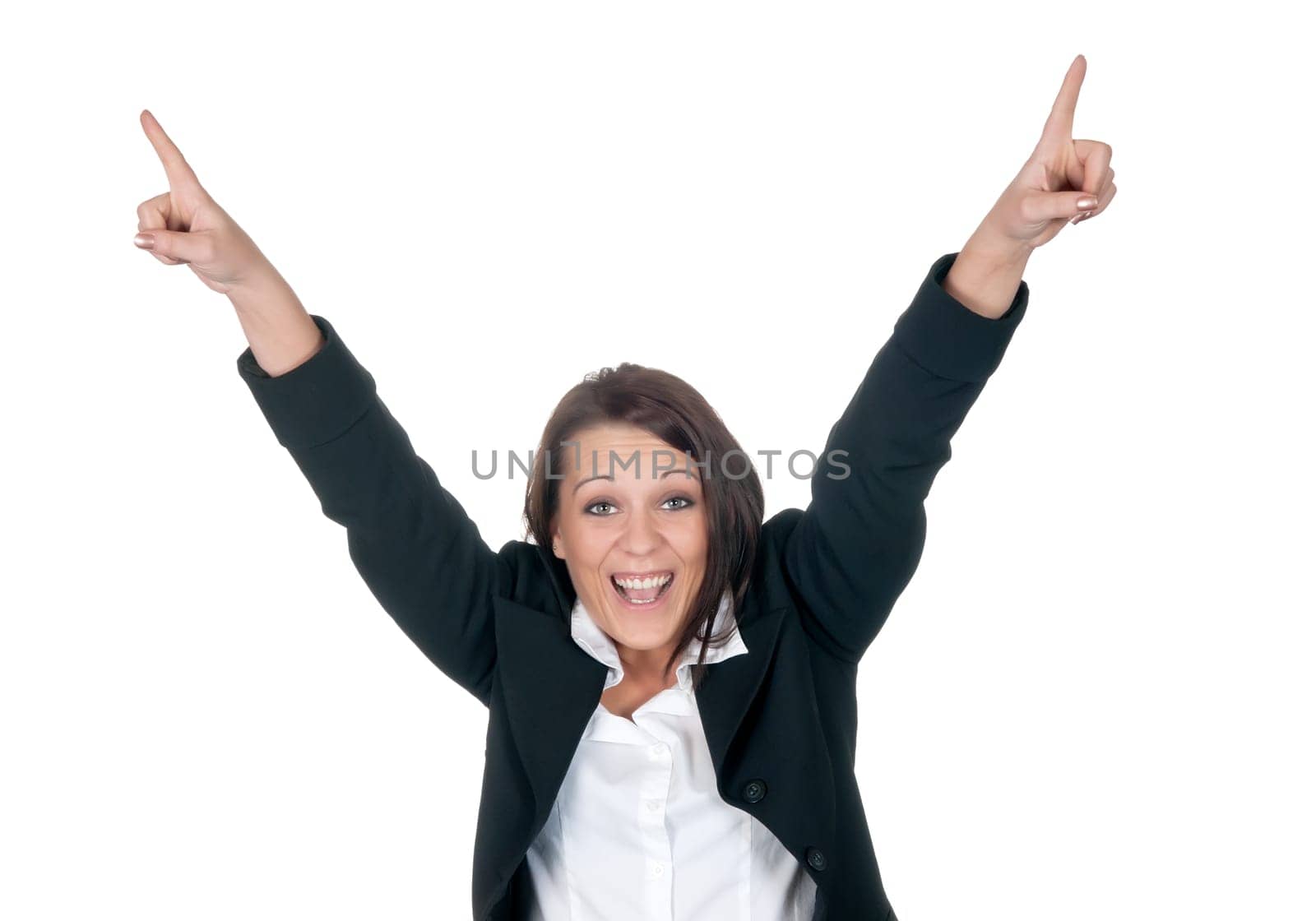 Businesswoman cheers