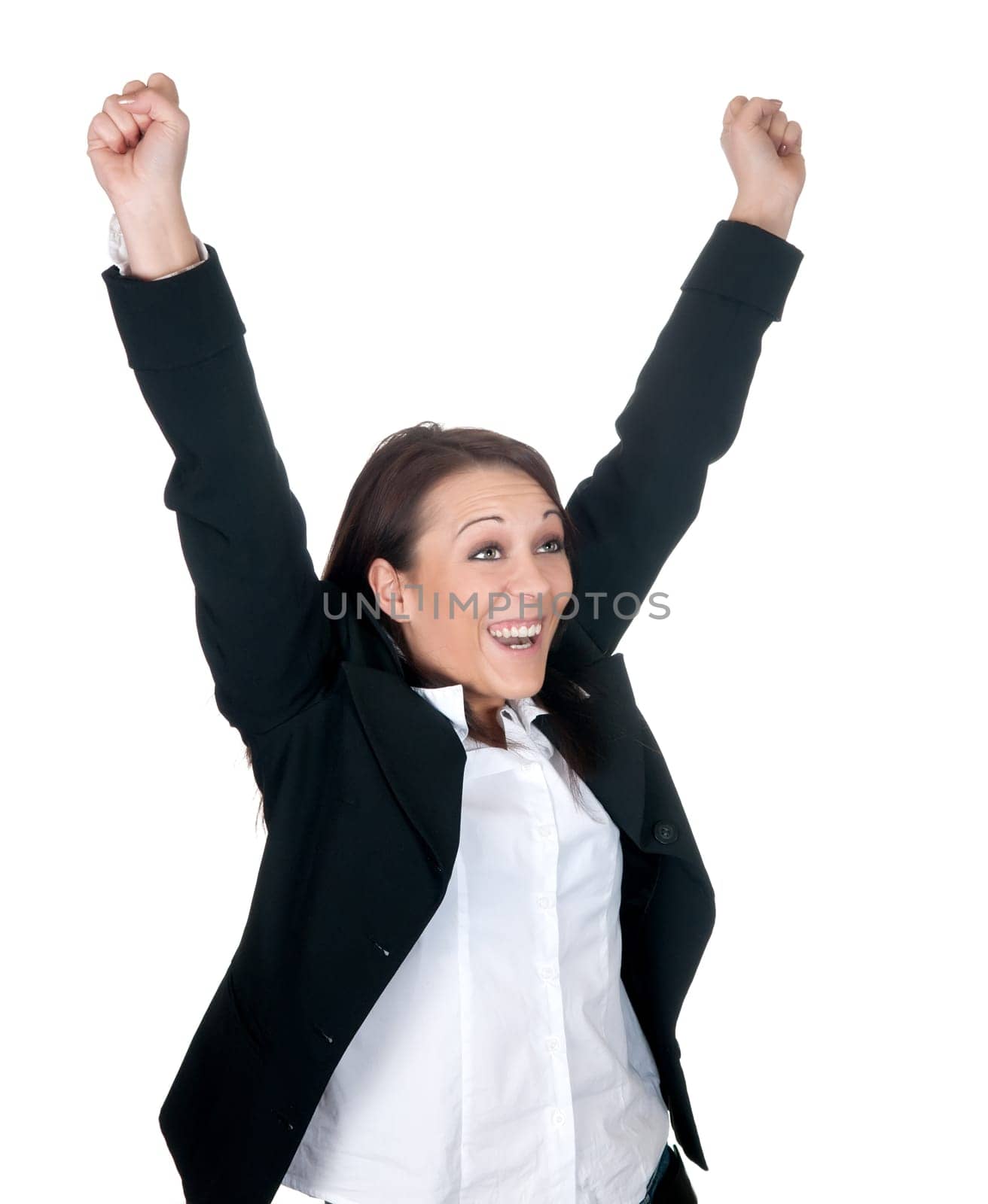 Businesswoman cheers