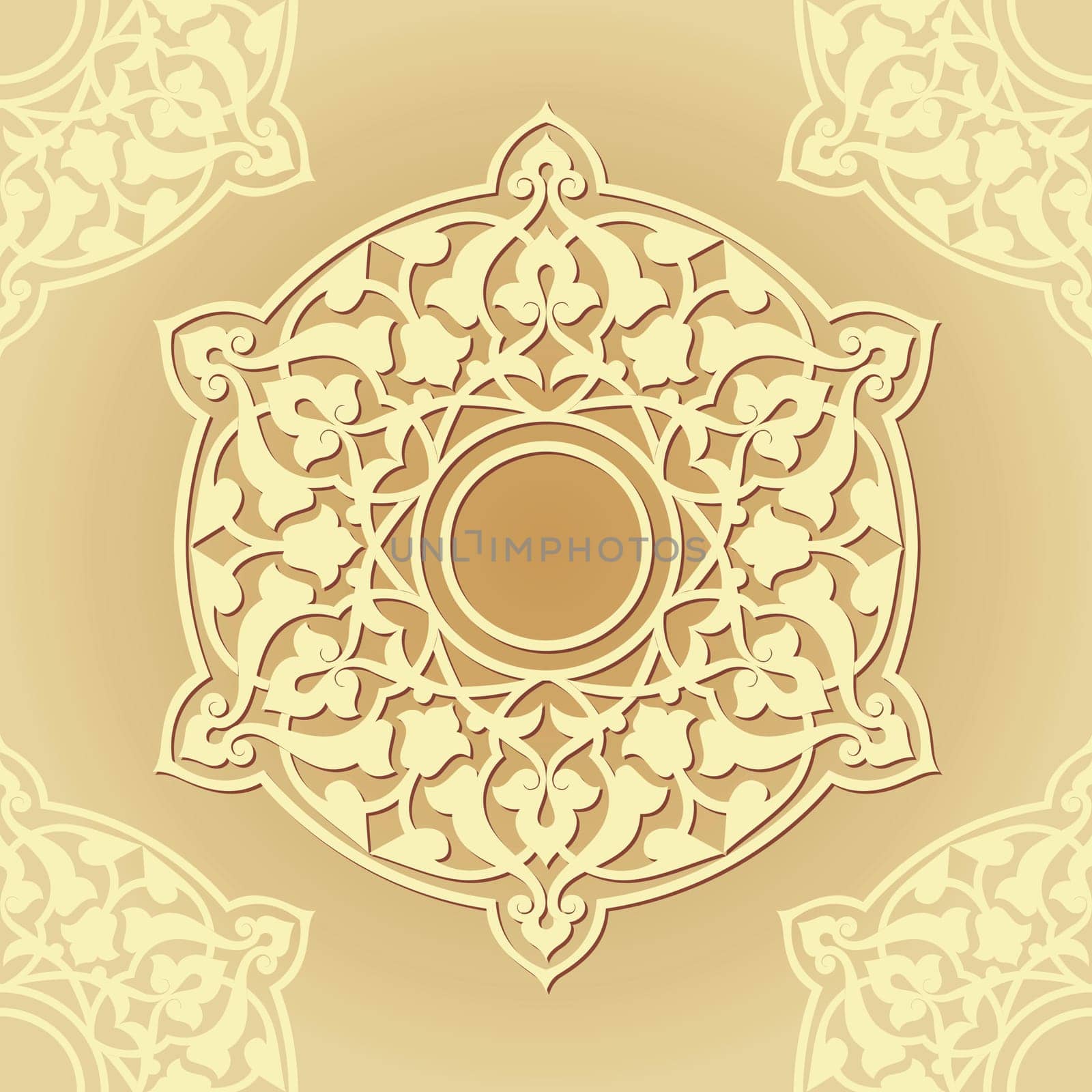 old yellow round decorative frame seamless