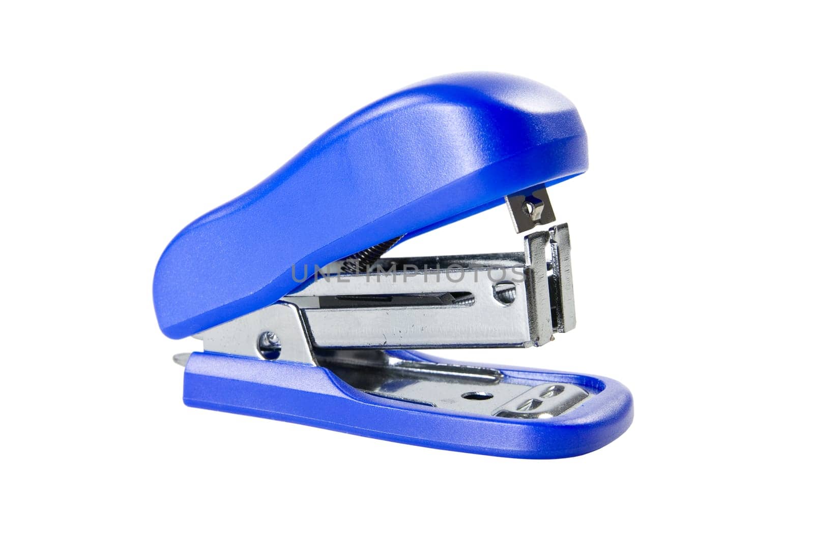 Blue mini stapler  isolated on white background