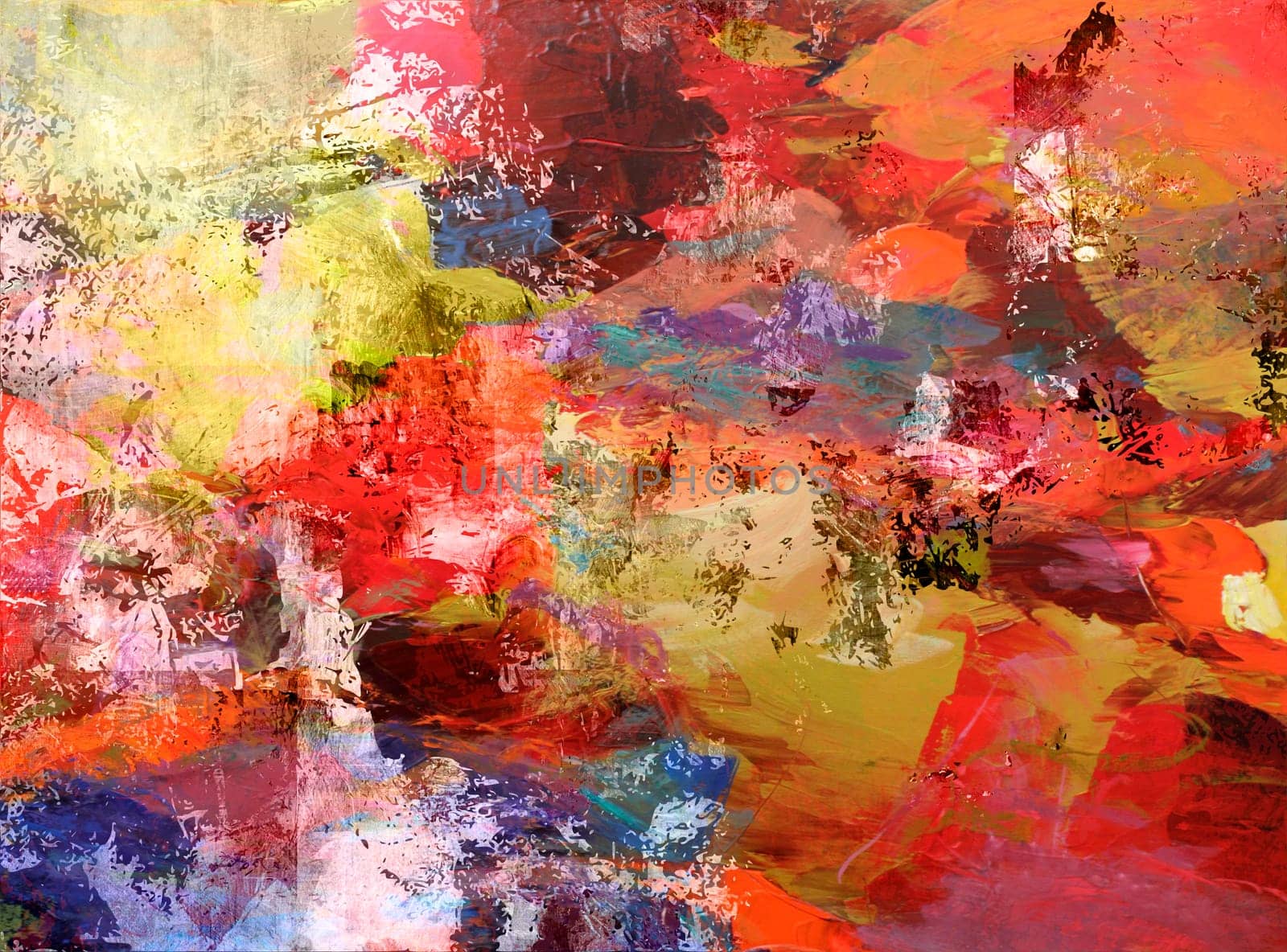 Abstract Art - Hand Painted Canvas - Painting Mixed Media Colorful