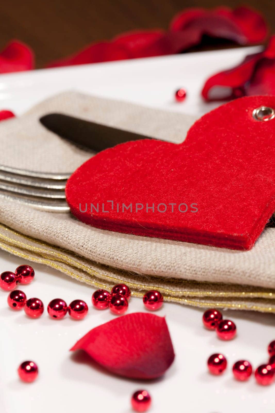 Romantic Dinner with petals and heart