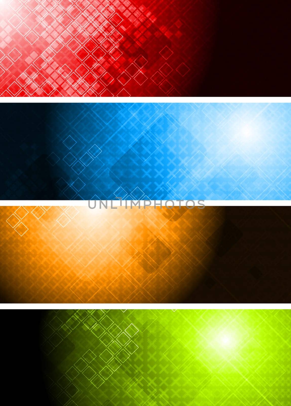Four vibrant technical banners - eps 10 vector