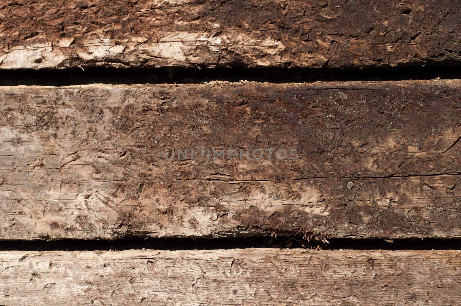 three stacked railroad ties for texture or background