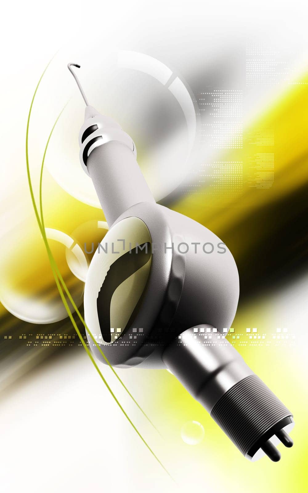 Digital illustration of Micro motor dental polisher in colour background