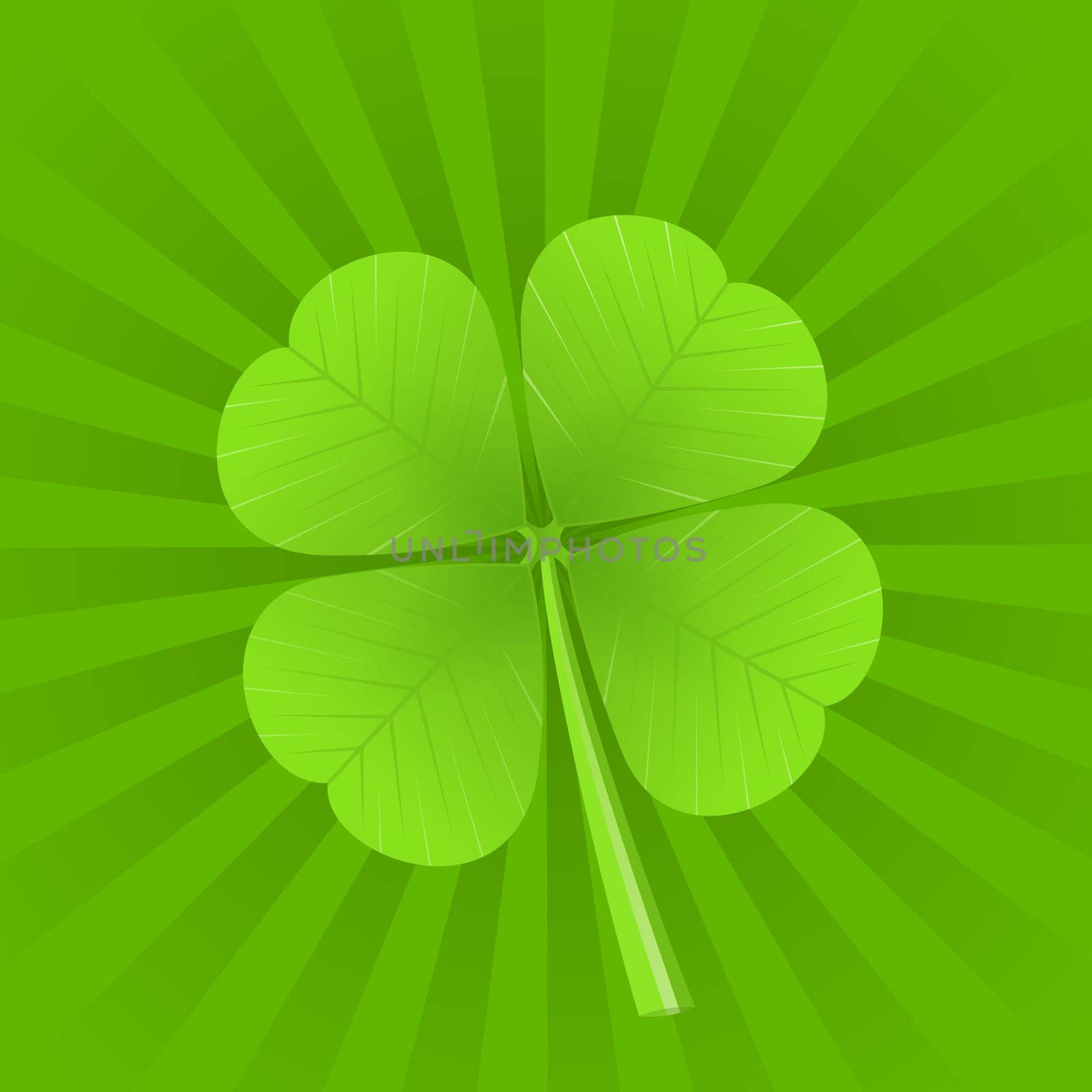 Four Leaf Clover Illustration full of luck with green stripes in background