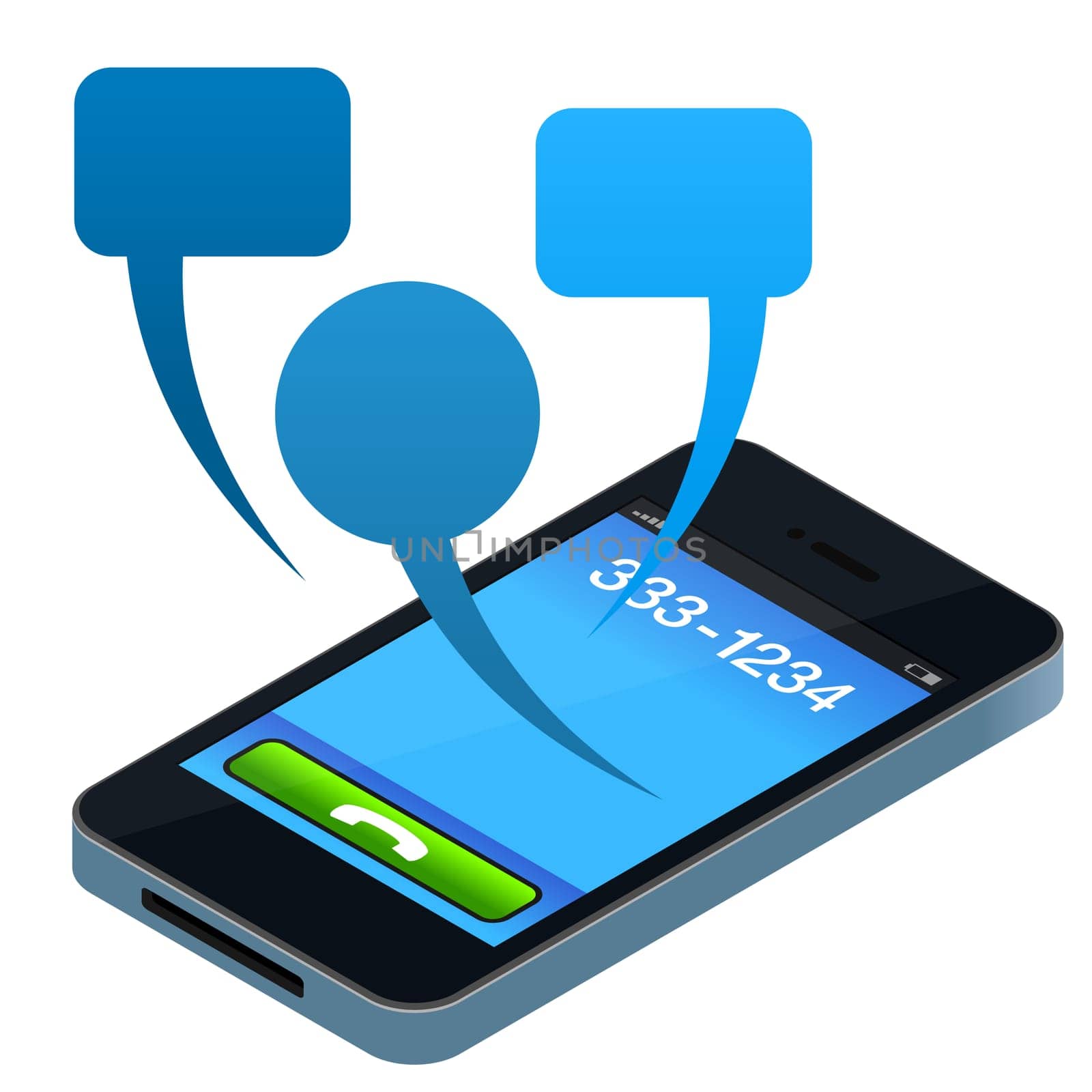 Abstract Mobile Phone Concept with Blue Conversation Bubbles