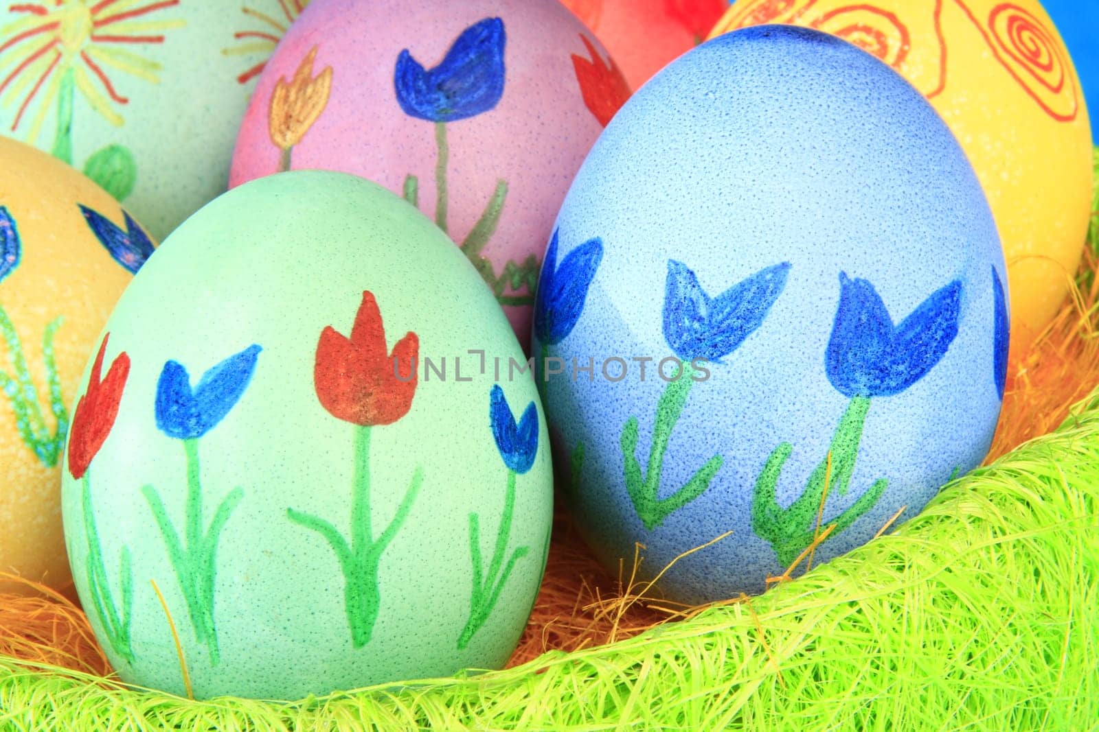 colorfully painted Easter eggs