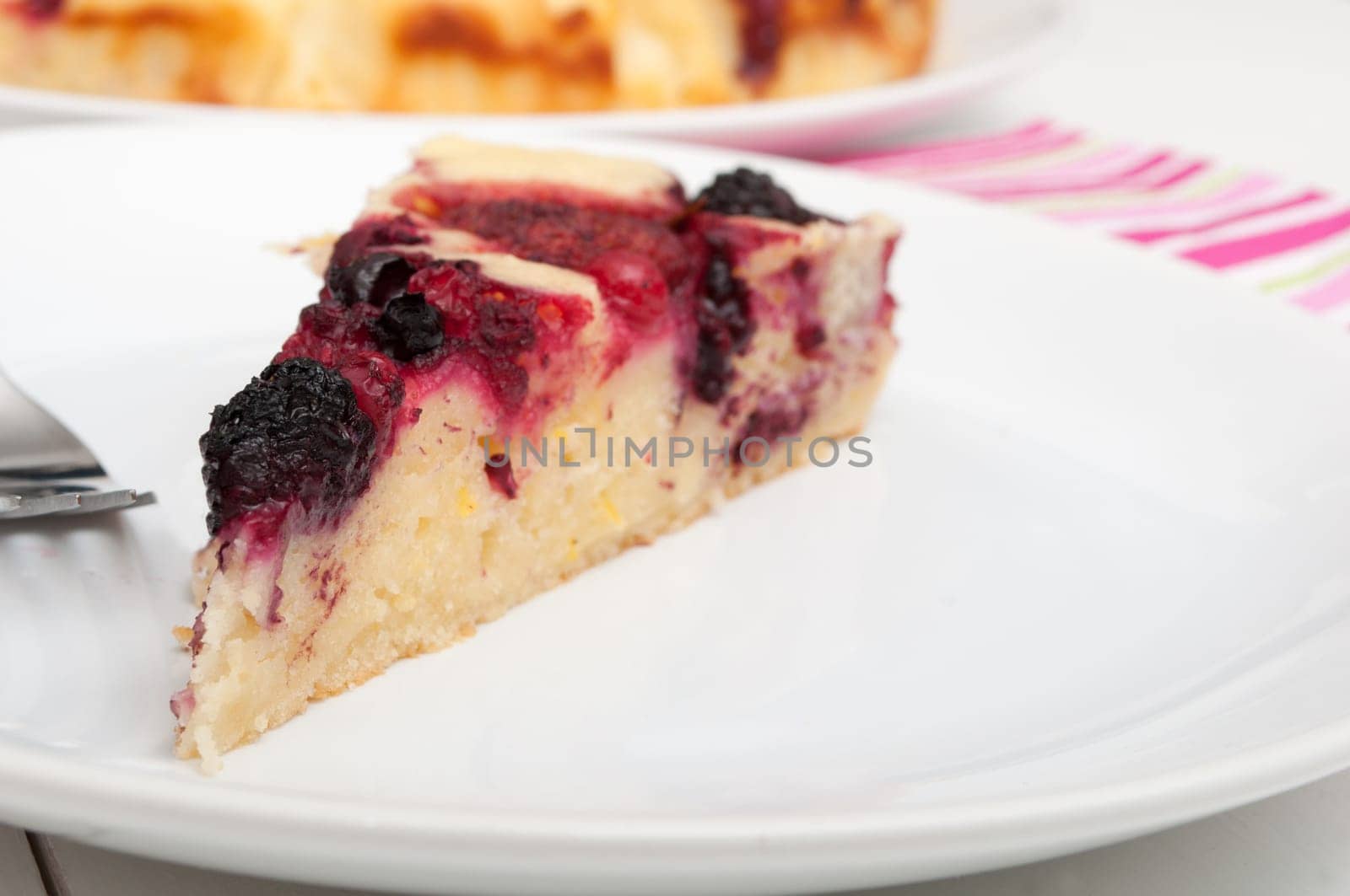 Homemade Cake With Forest Fruit - Shallow Depth of Field